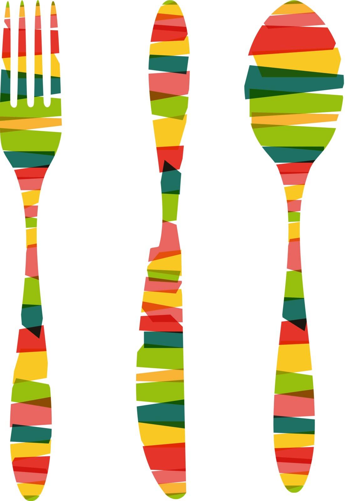 Cutlery shapes of stripes illustration by cienpies