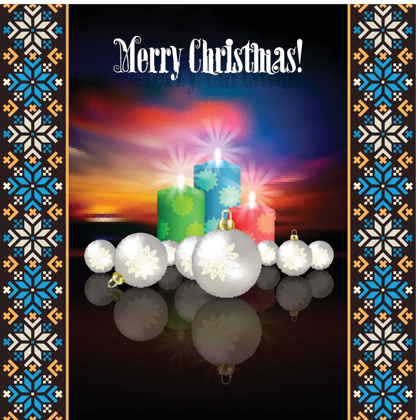 Abstract Christmas background with candles and decorations