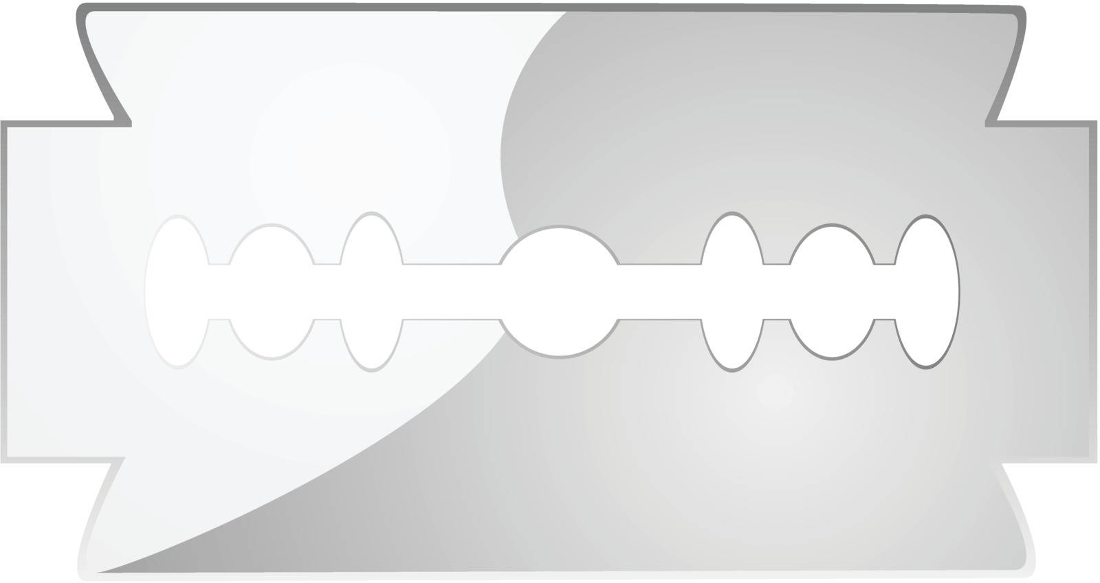 Glossy illustration of a stainless steel razor blade