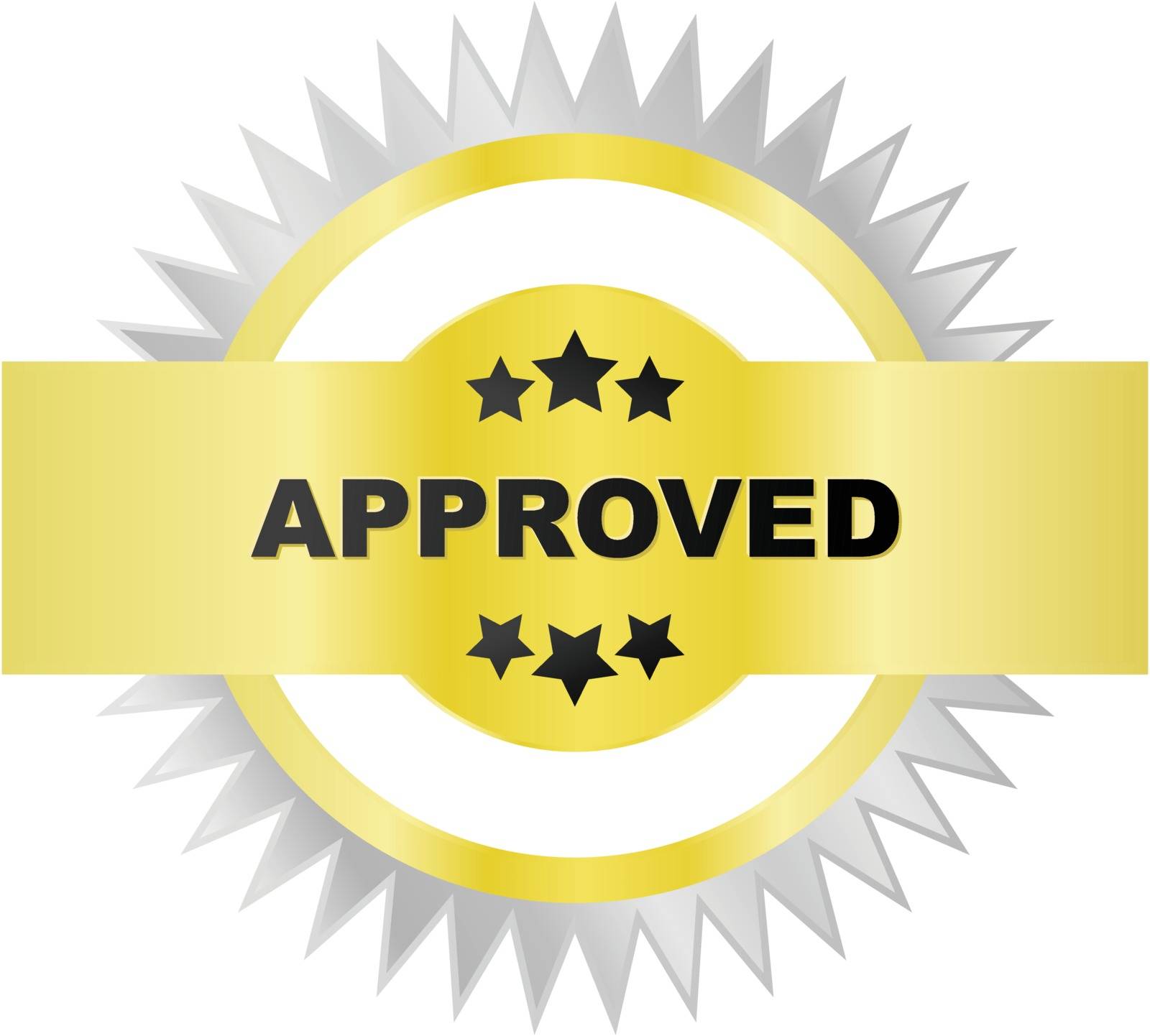 Illustration of a golden and silver seal of approval
