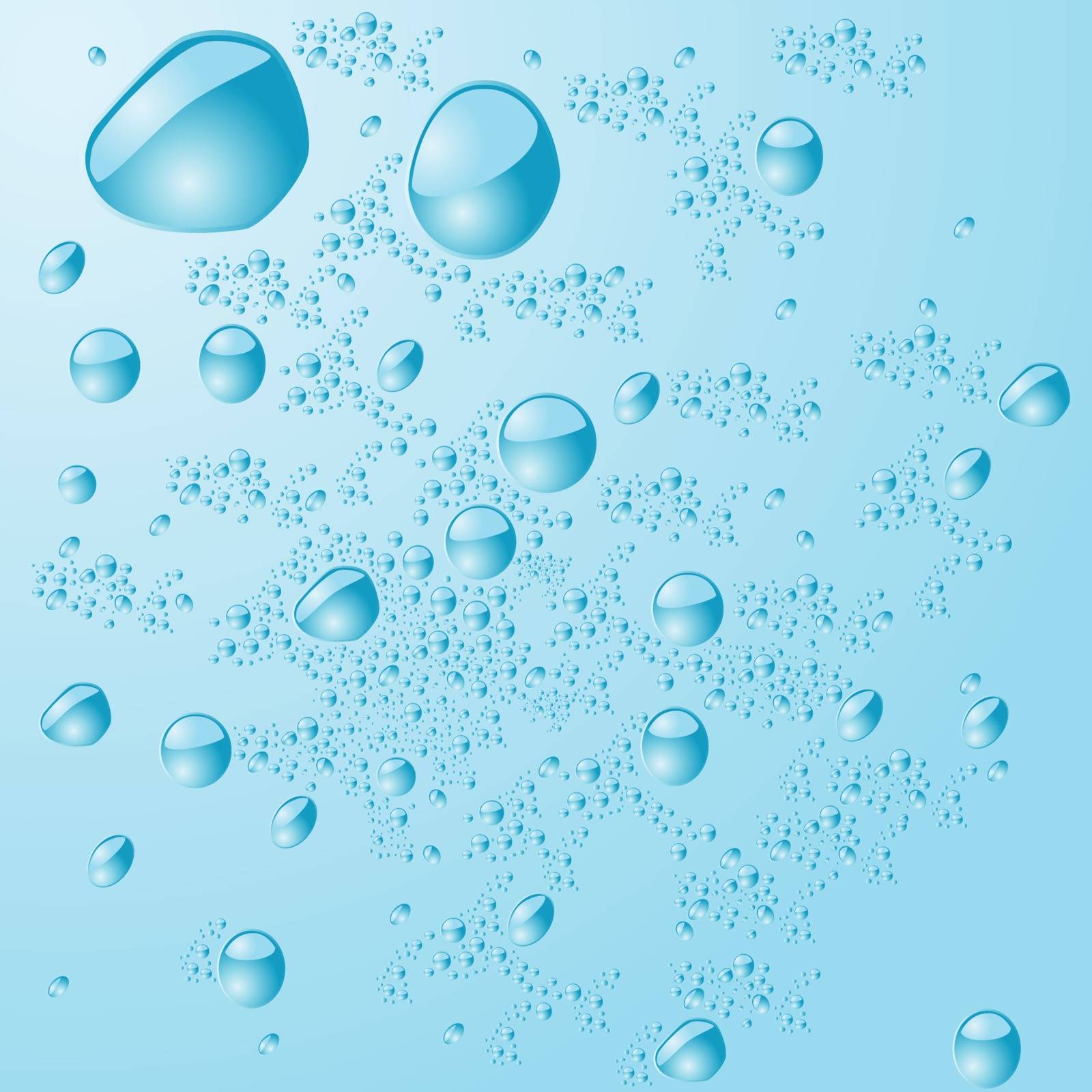 Illustration of a blue surface with water drops on it