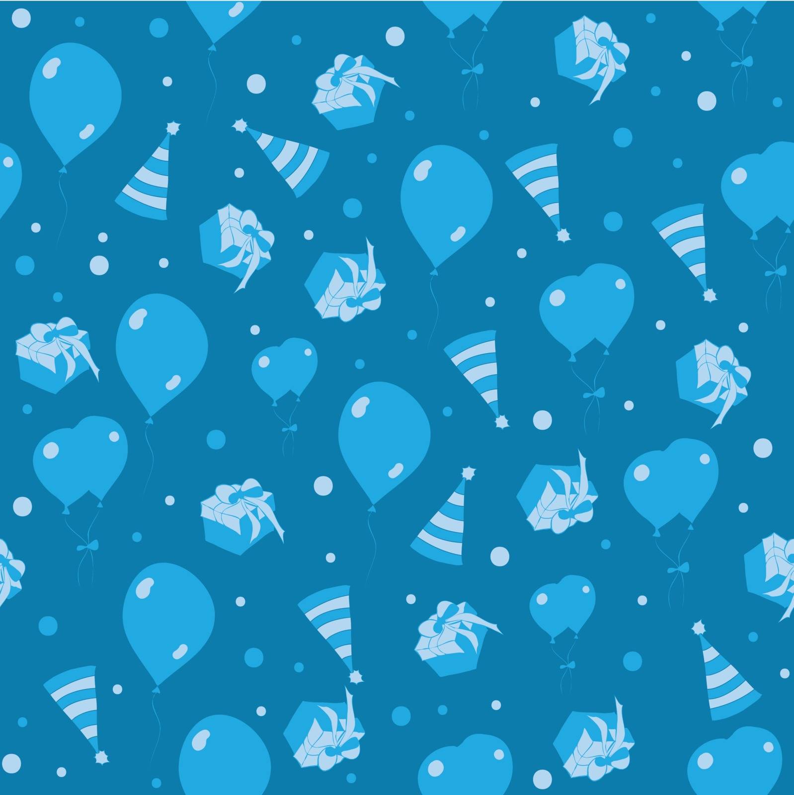 The seamless holiday pattern with balls,gifts and cap