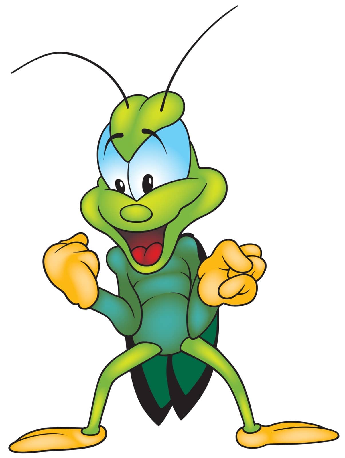 Laughing Green Bug - Colored Cartoon Illustration, Vector
