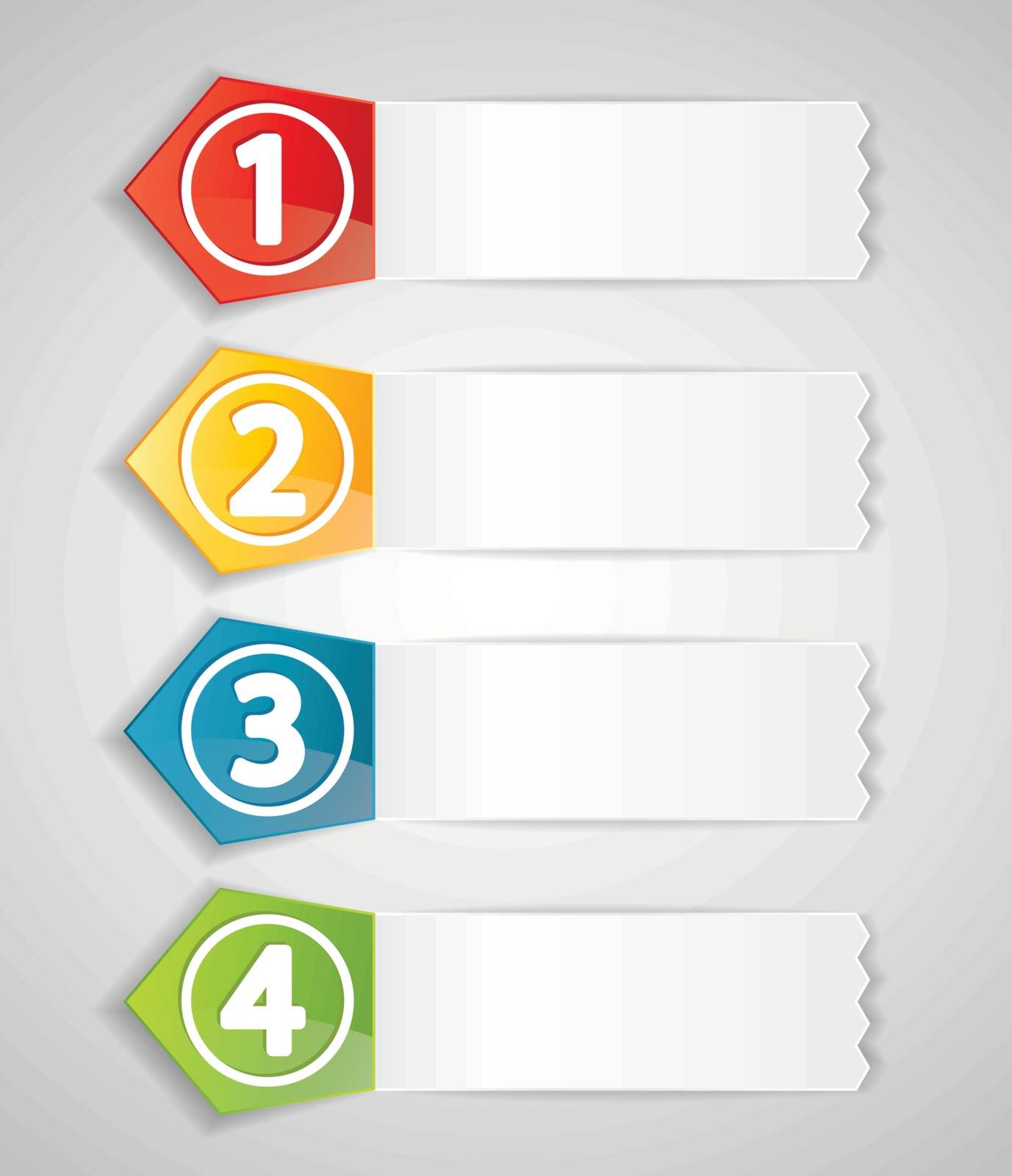 color labels with numbers for various options
