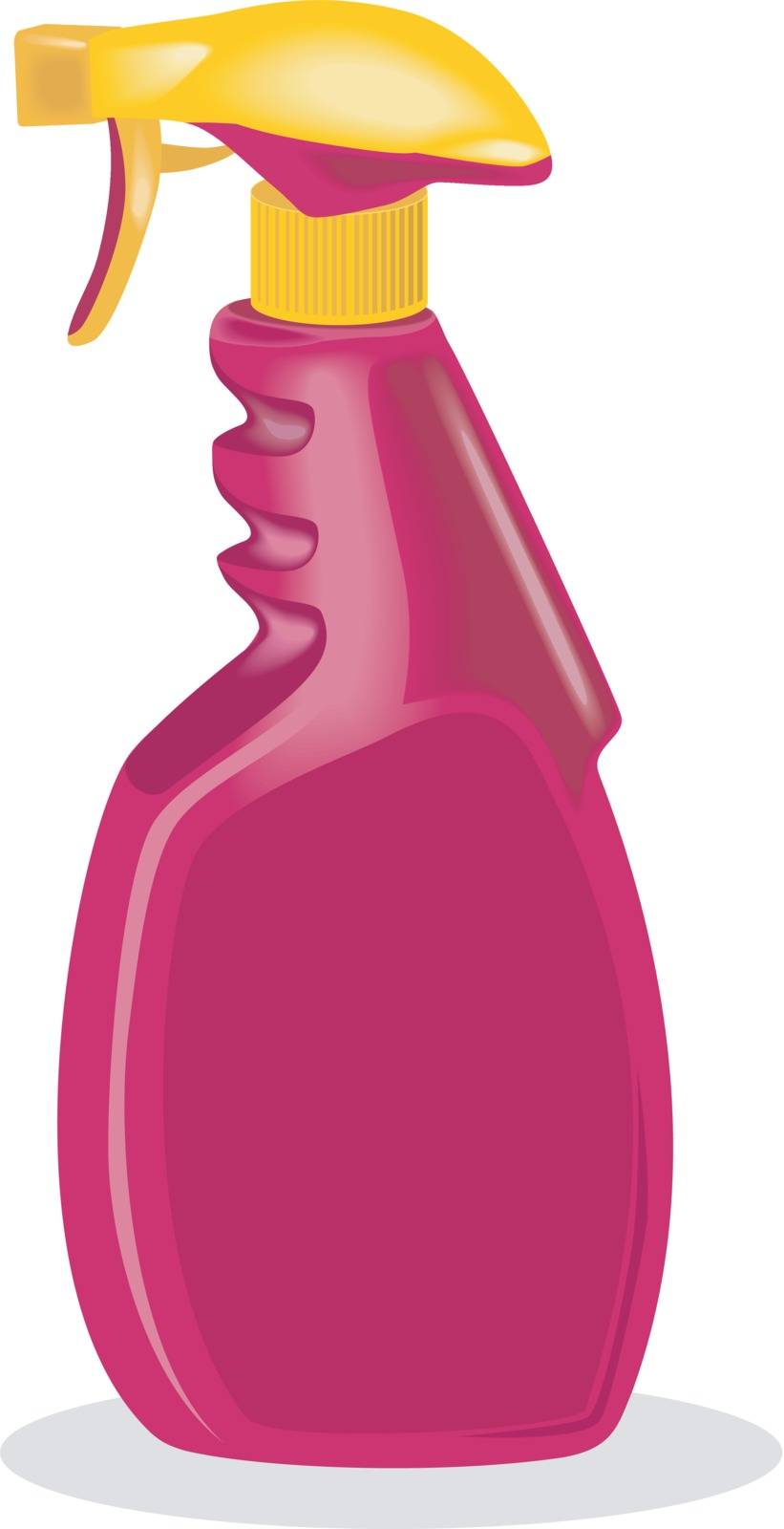 Illustration of pink spray bottle isolated on white background done in retro style. 