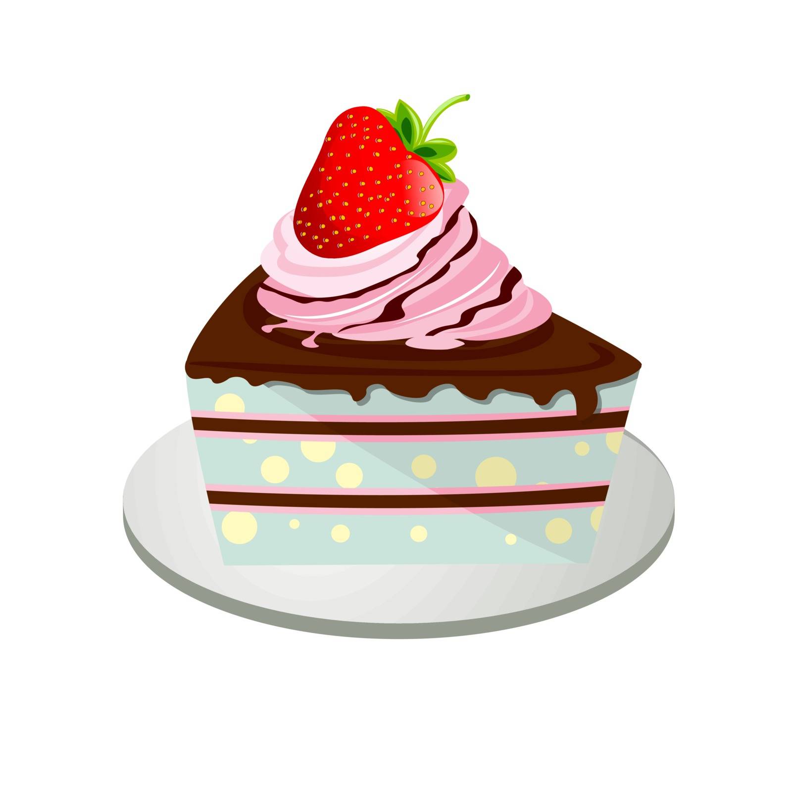 illustration of a cake with strawberry and chocolate