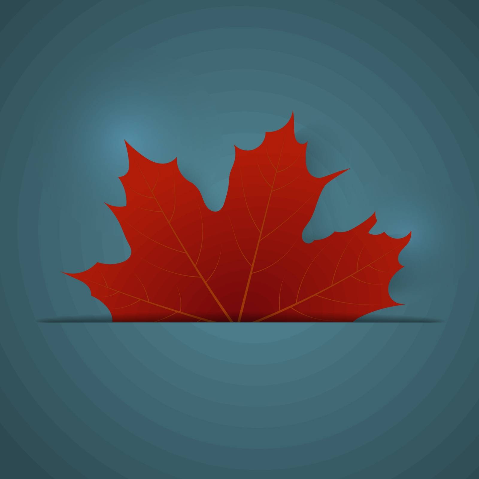 Red maple leaf on a blue background by Larser