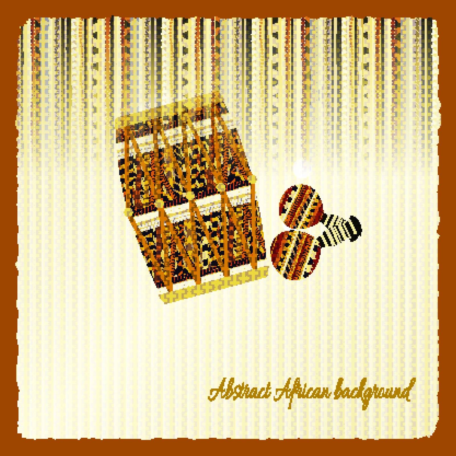 Vintage background with African drum and maracas by Larser