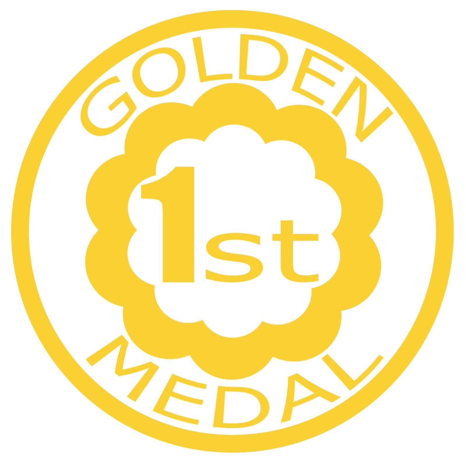 Stamp with text golden medal inside, vector illustration