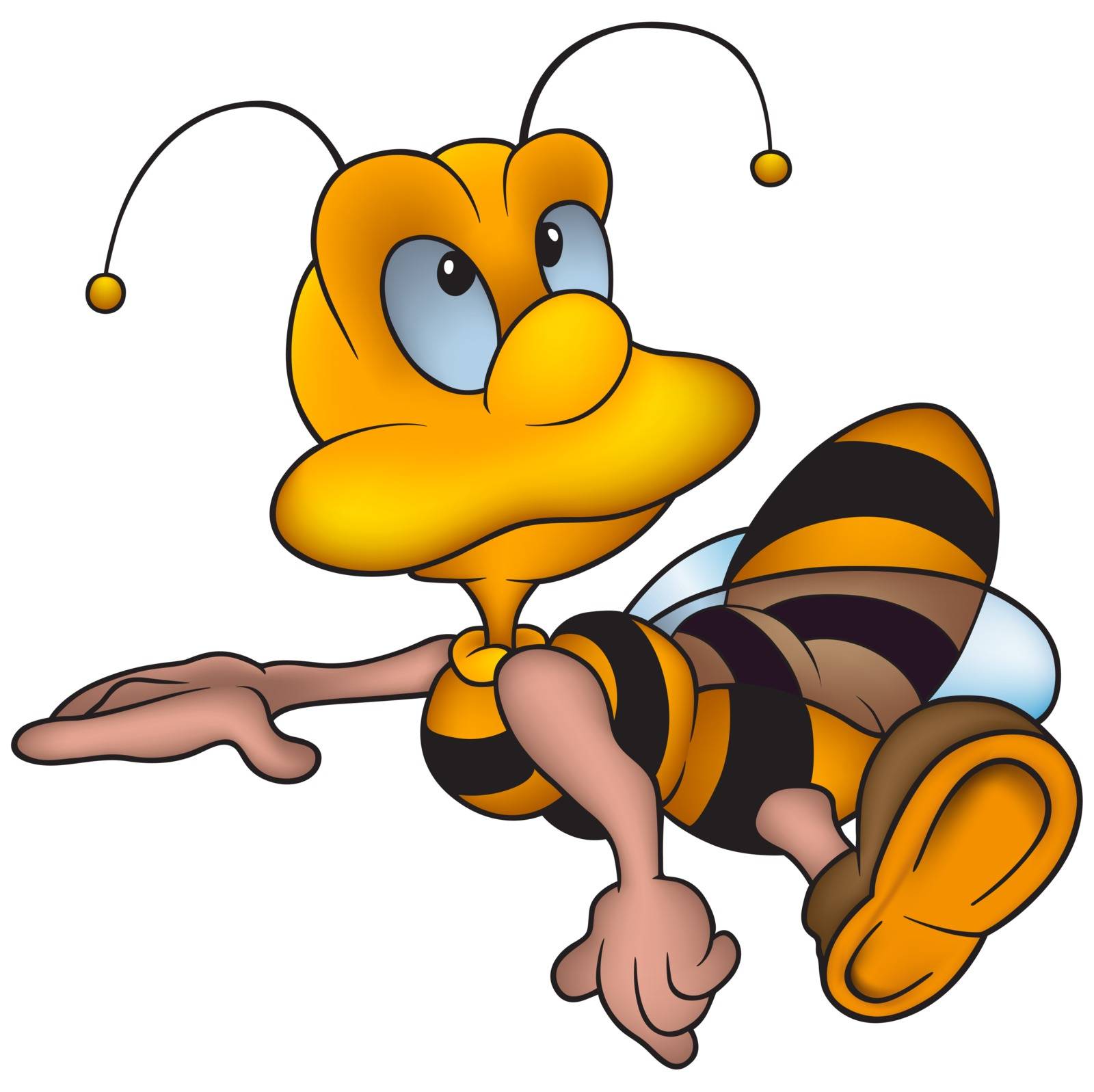 Clever Wasp - Colored Cartoon Illustration, Vector
