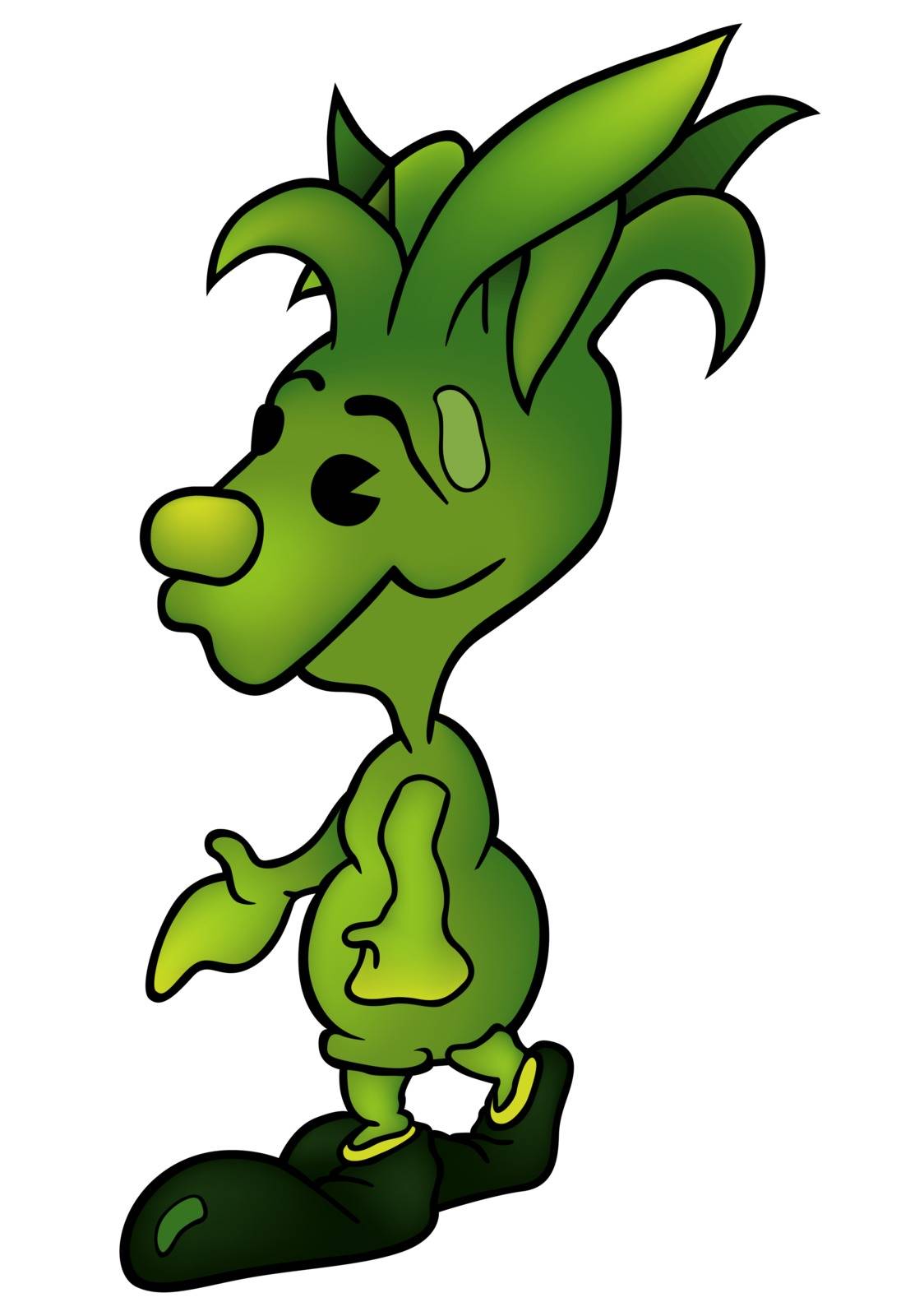 Green Character - Colored Cartoon Illustration, Vector