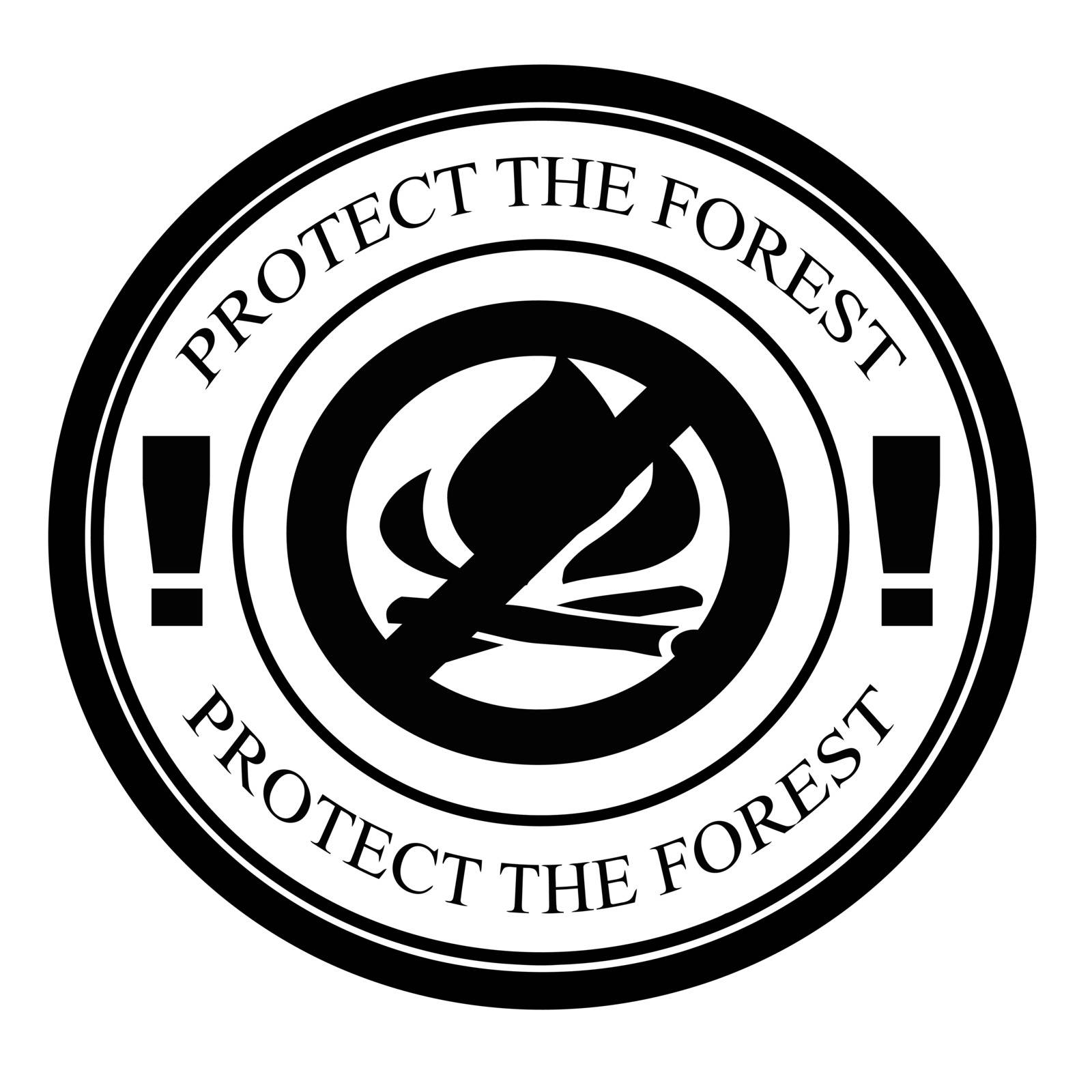 Stamp with text protect the forest inside, vector illustration