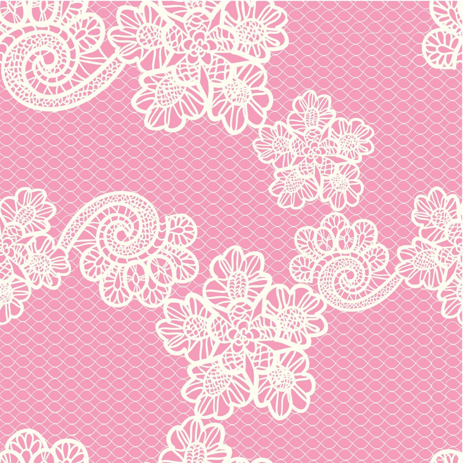 seamless white lace on pink background
