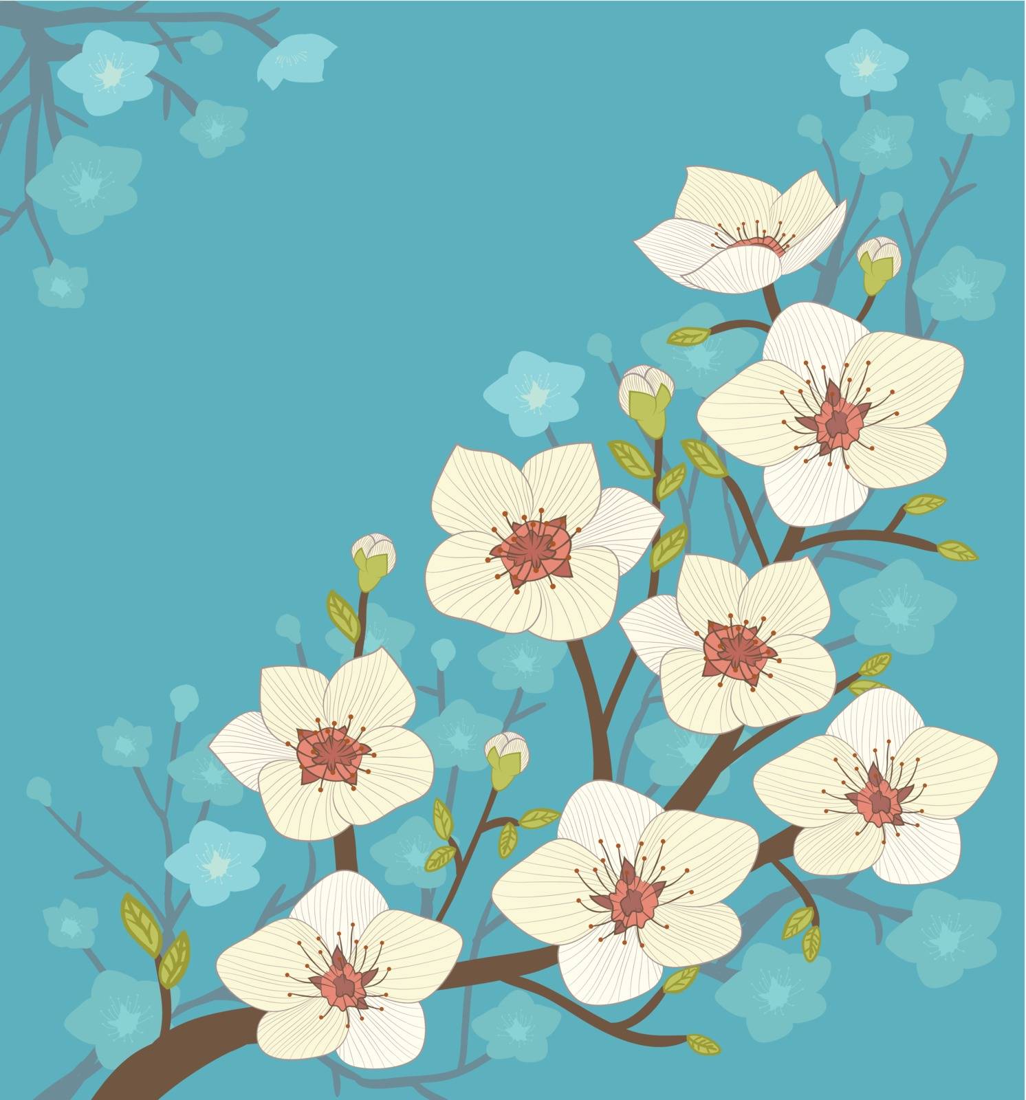 vector  illustration of blooming  tree