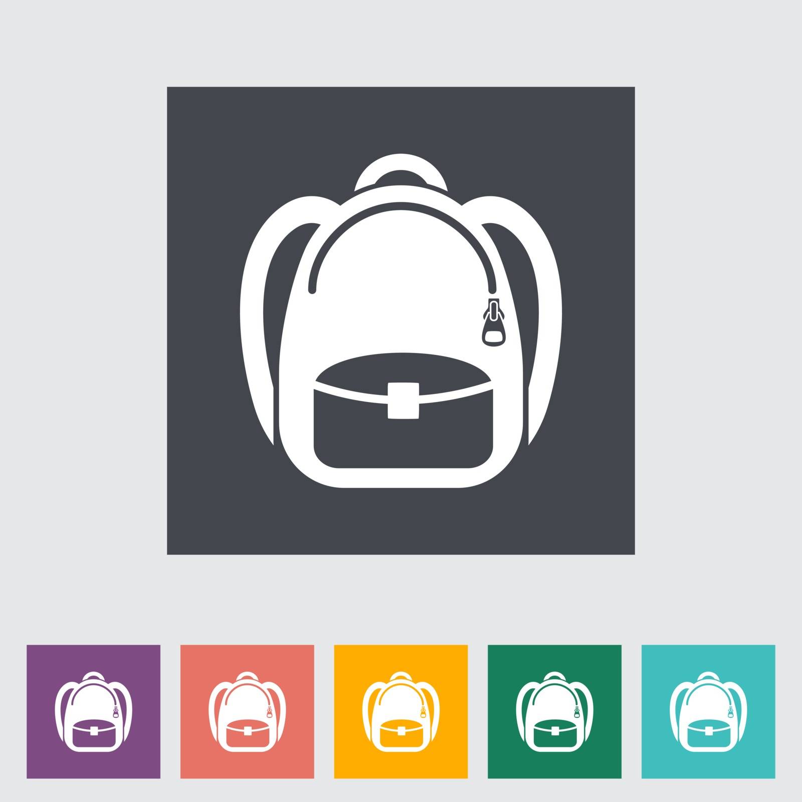 Schoolbag. Single flat icon. Vector illustration.