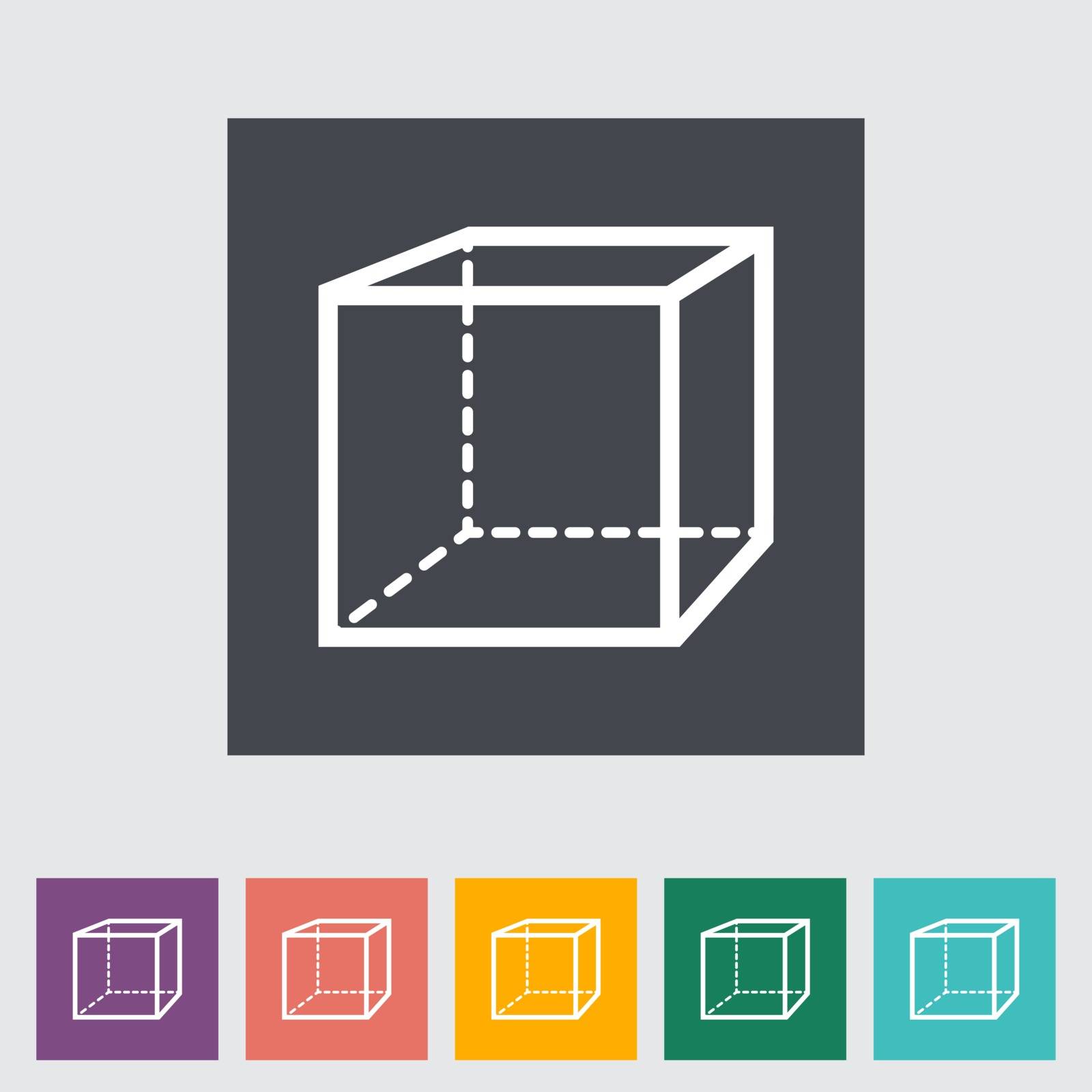 Geometric cube. Single flat icon. Vector illustration.