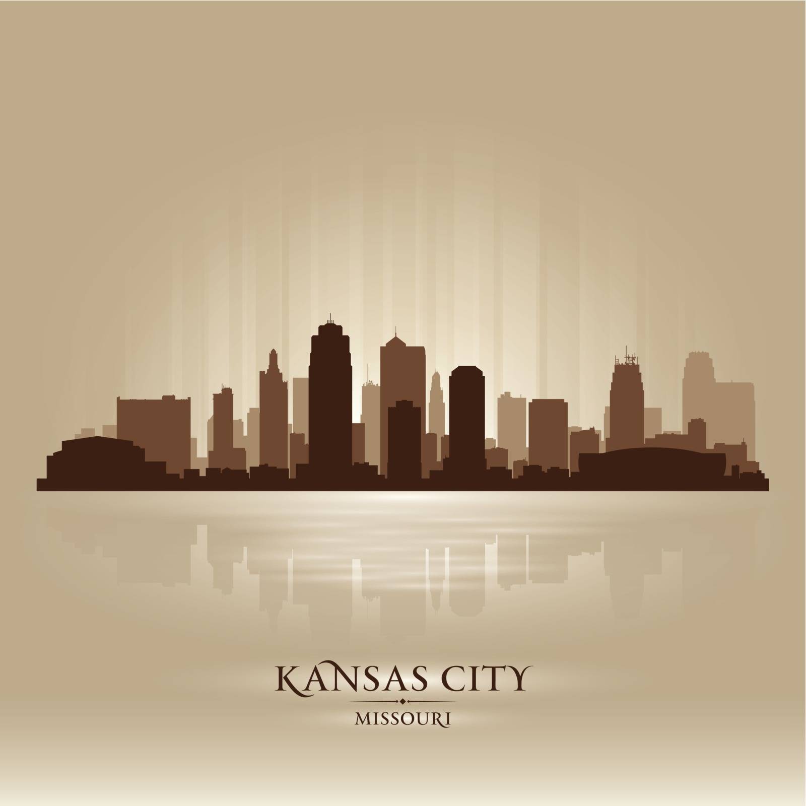 Kansas City Missouri city skyline silhouette. Vector illustration