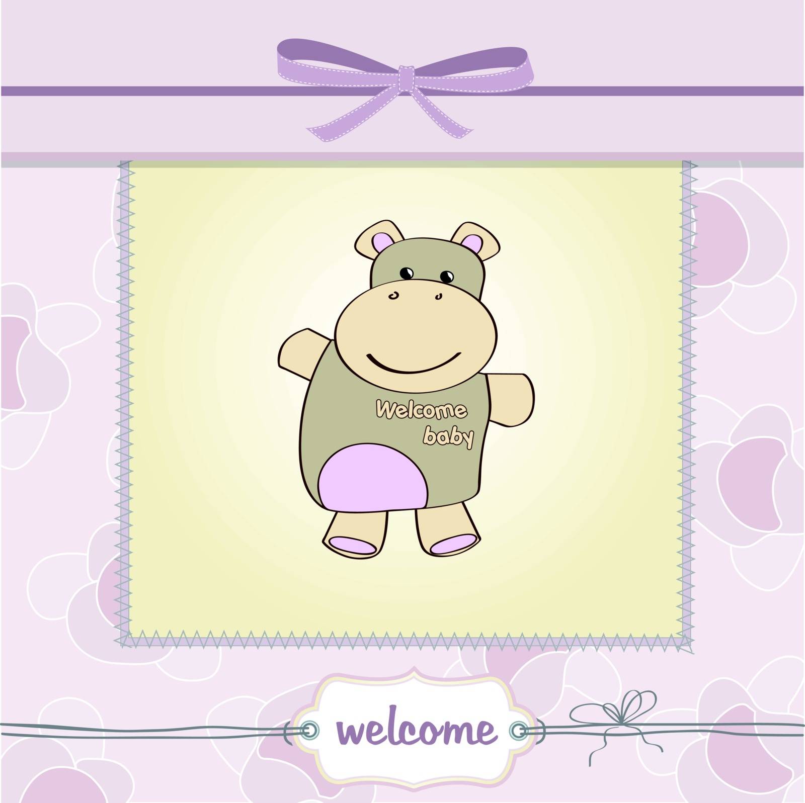 childish baby shower card with hippo toy by balasoiu