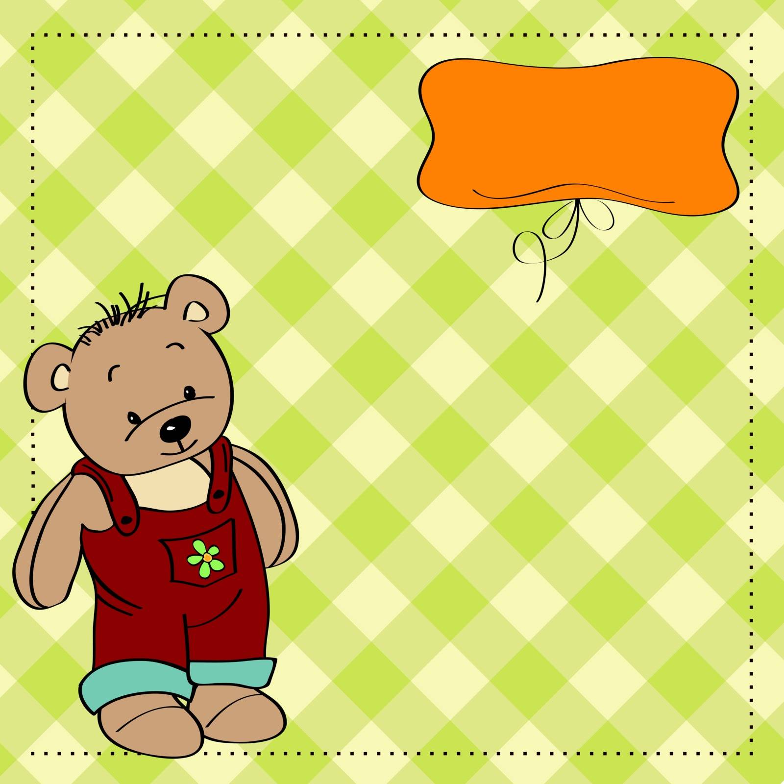 customizable childish card with funny teddy bear by balasoiu