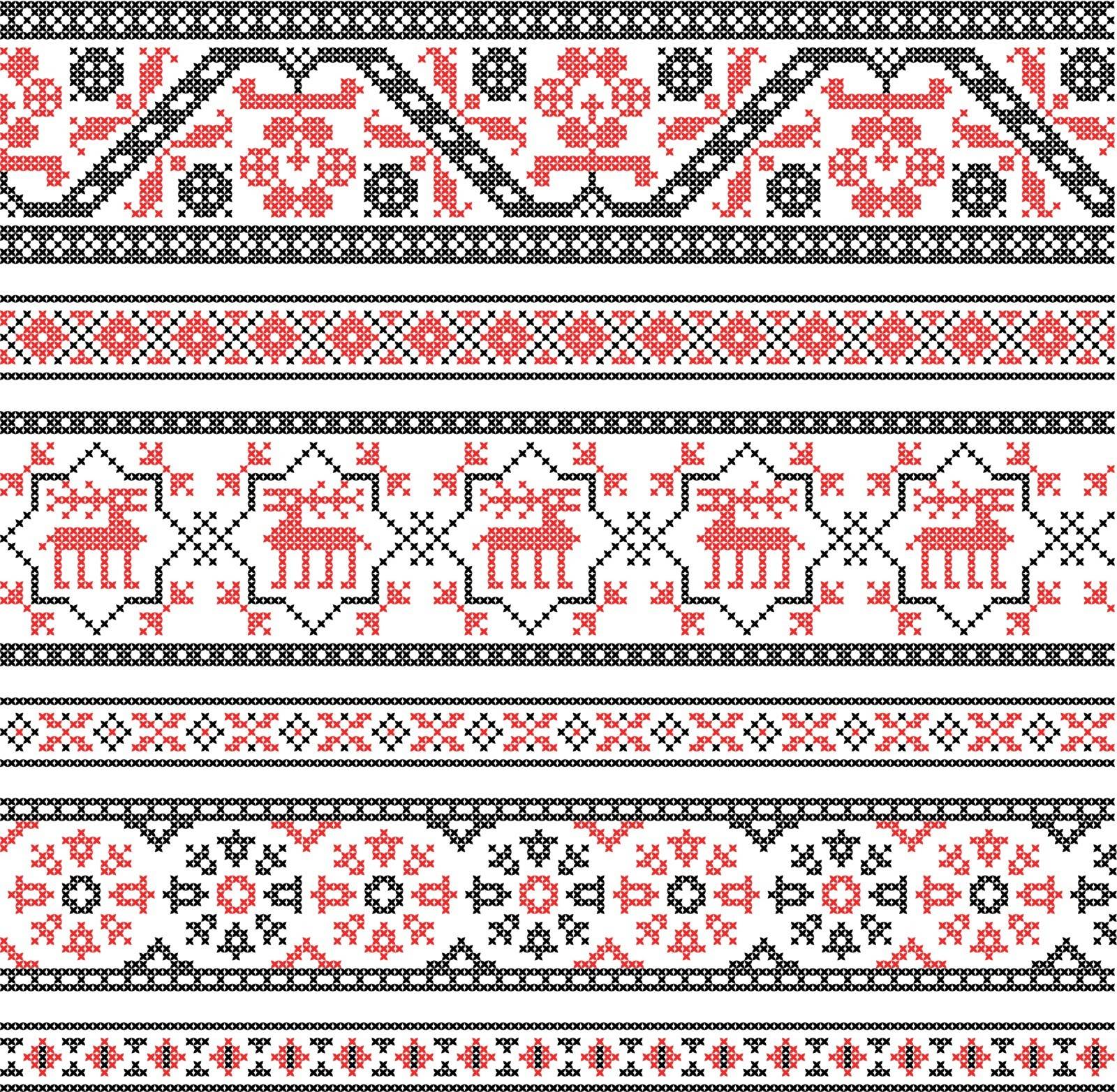 Collection of embroidery ornament. Vector illustration. 