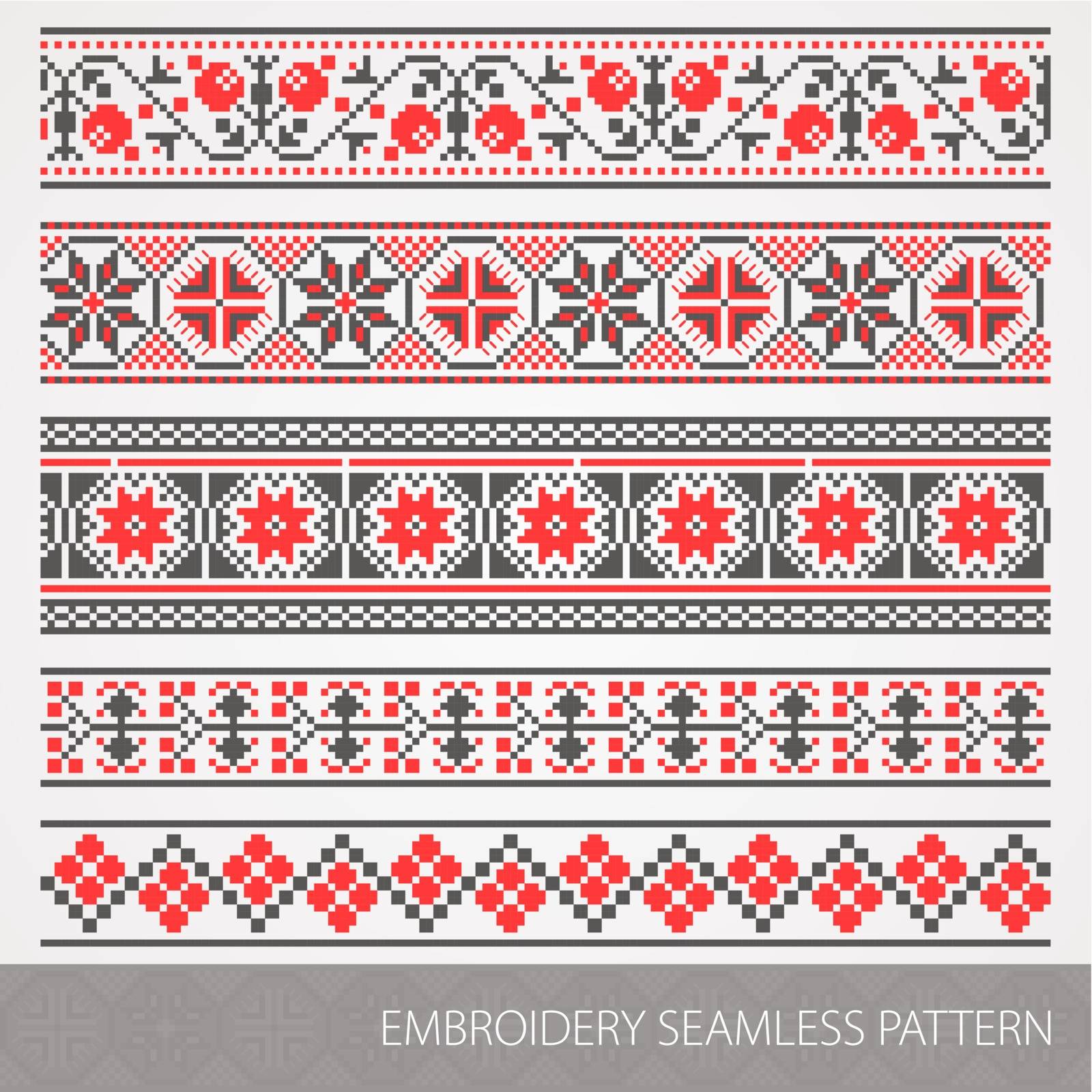 Collection of embroidery ornament. Vector illustration. 