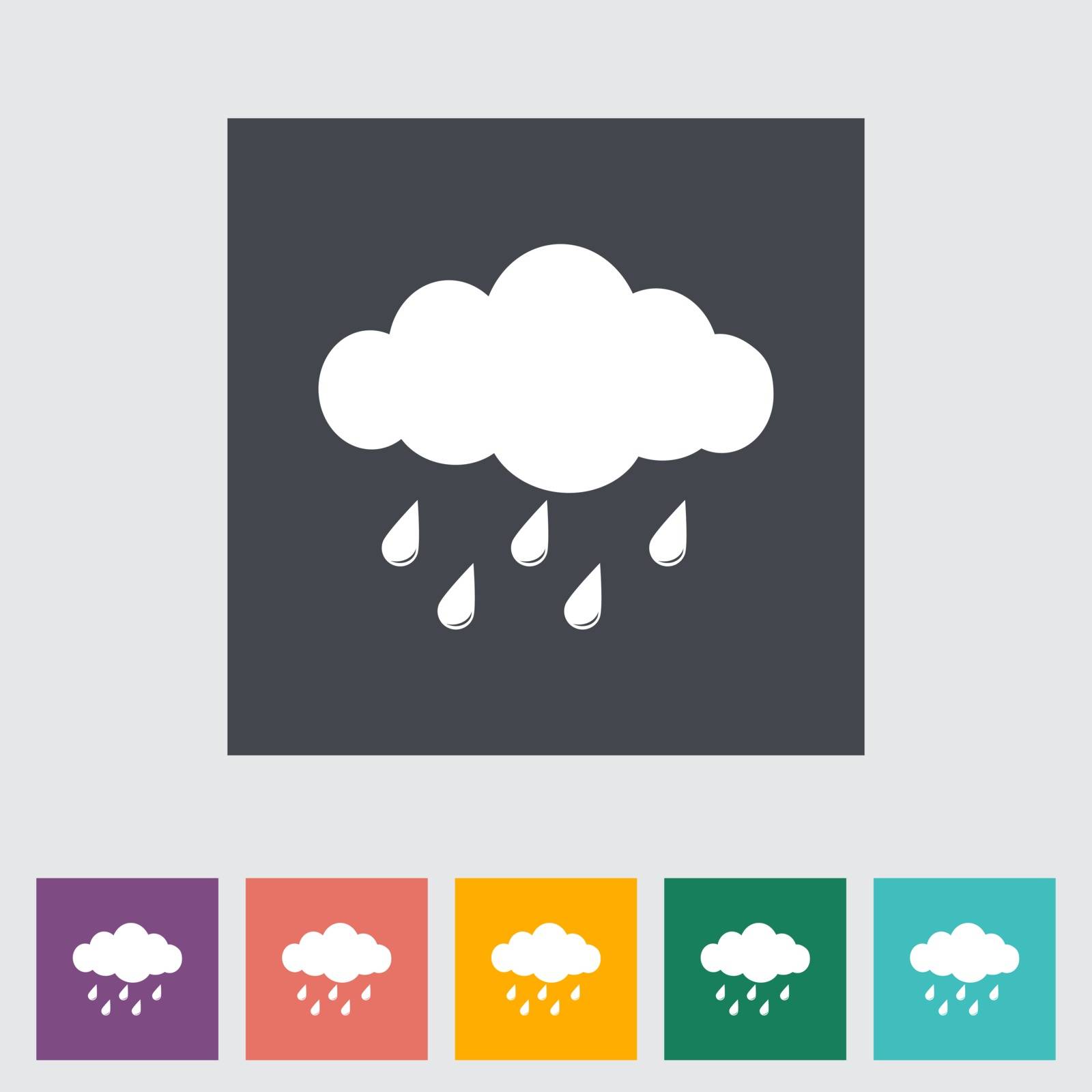 Rain. Single flat icon. Vector illustration.