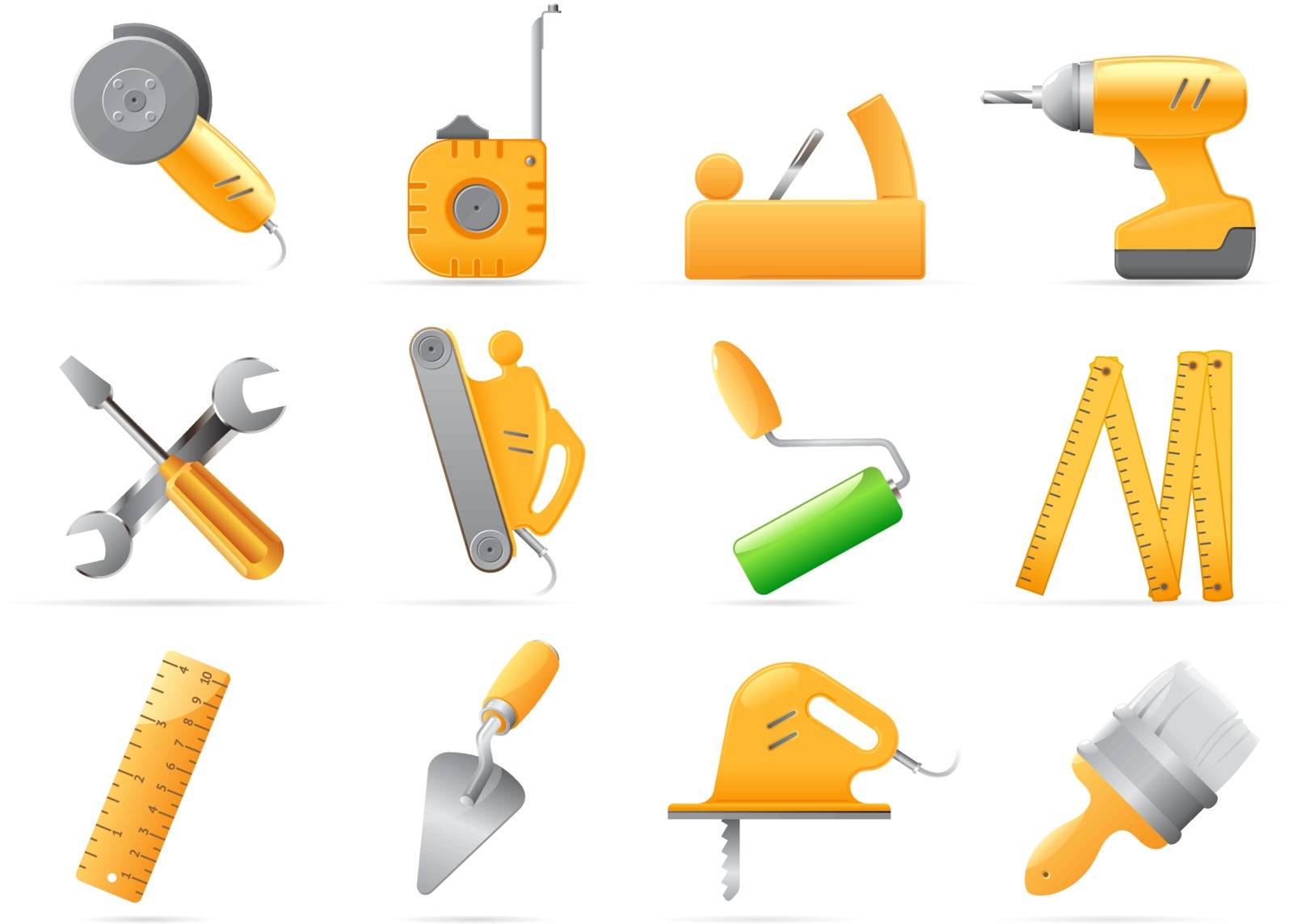 Icons for tools. Vector illustration.