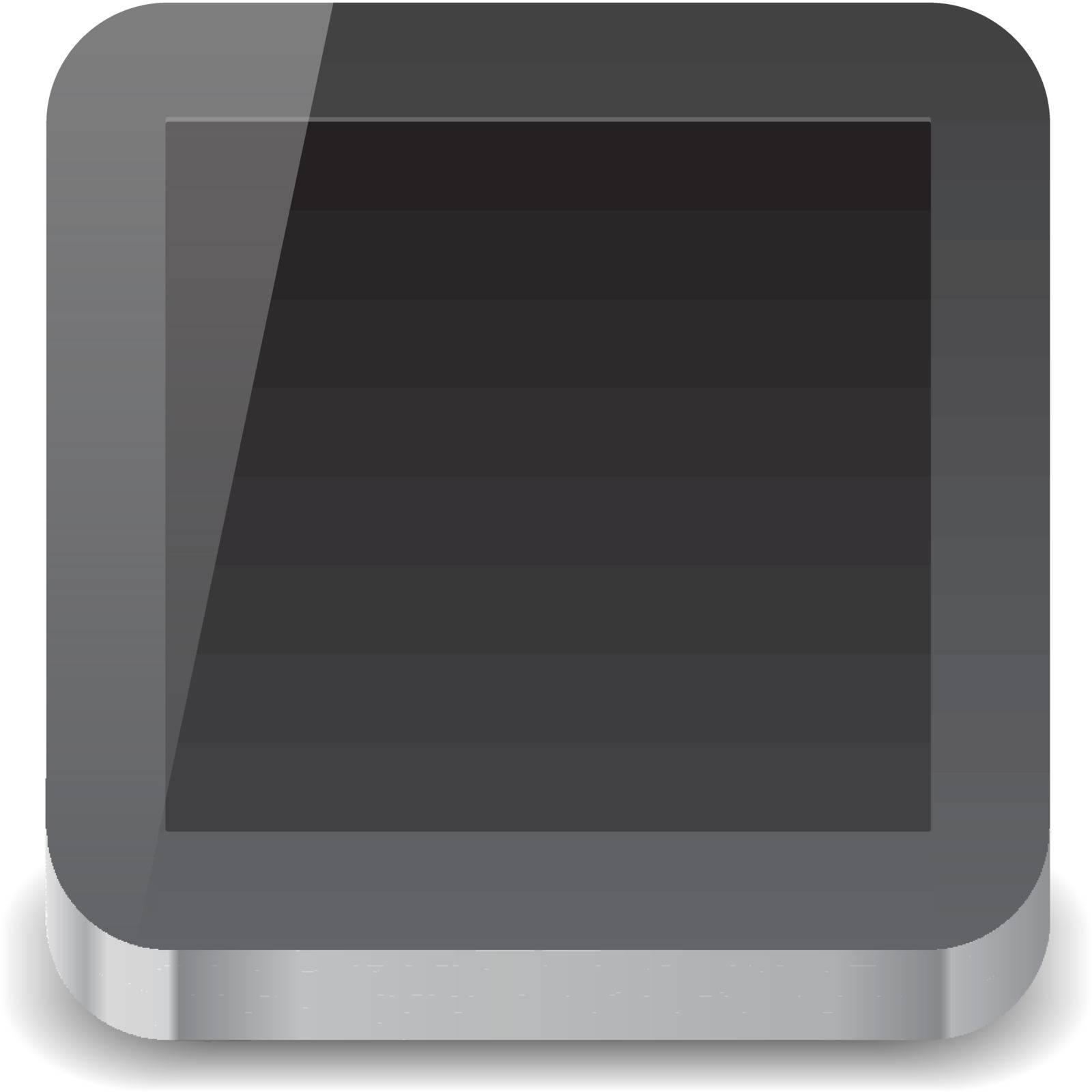 Icon for tablet computer with black display. White background. Vector saved as eps-10, file contains objects with transparency.