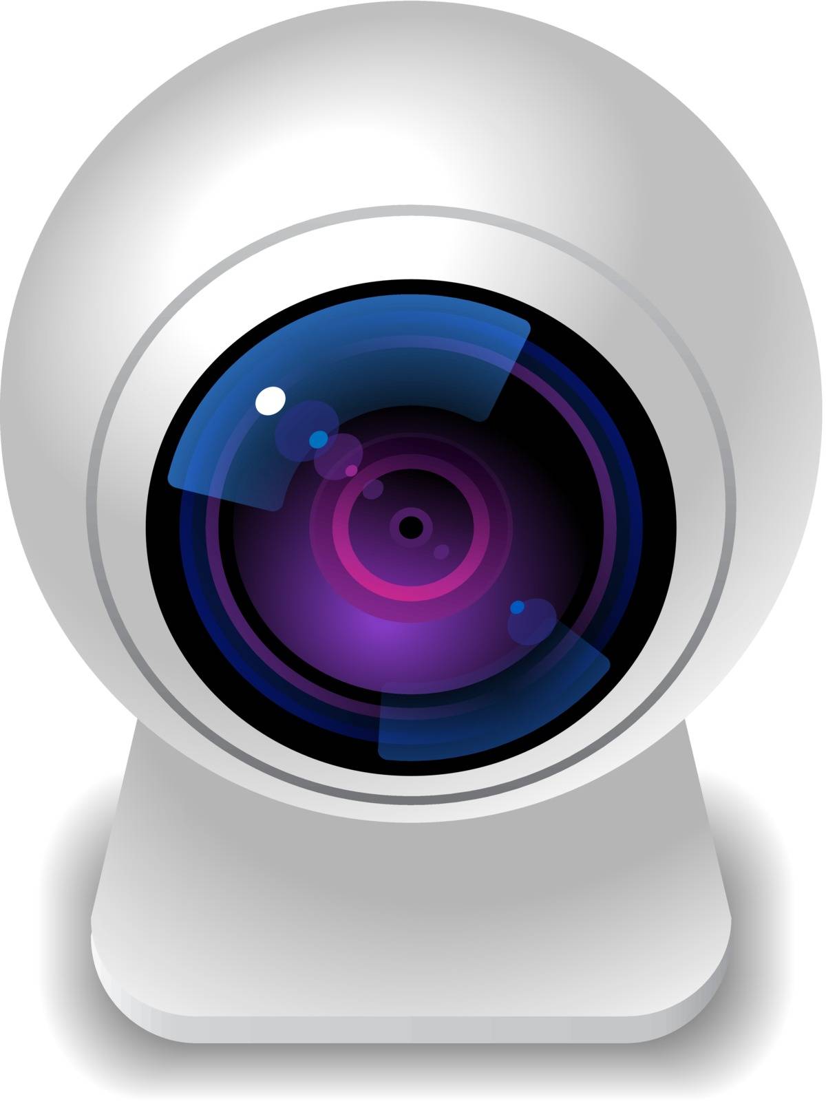 Icon for webcam. White background. Vector saved as eps-10, file contains objects with transparency.