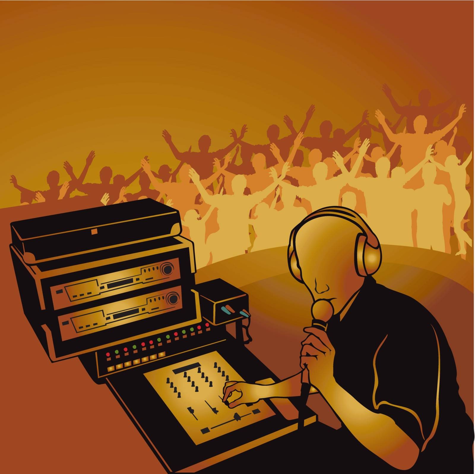 Deejay Speaking - Colored Illustration, Vector