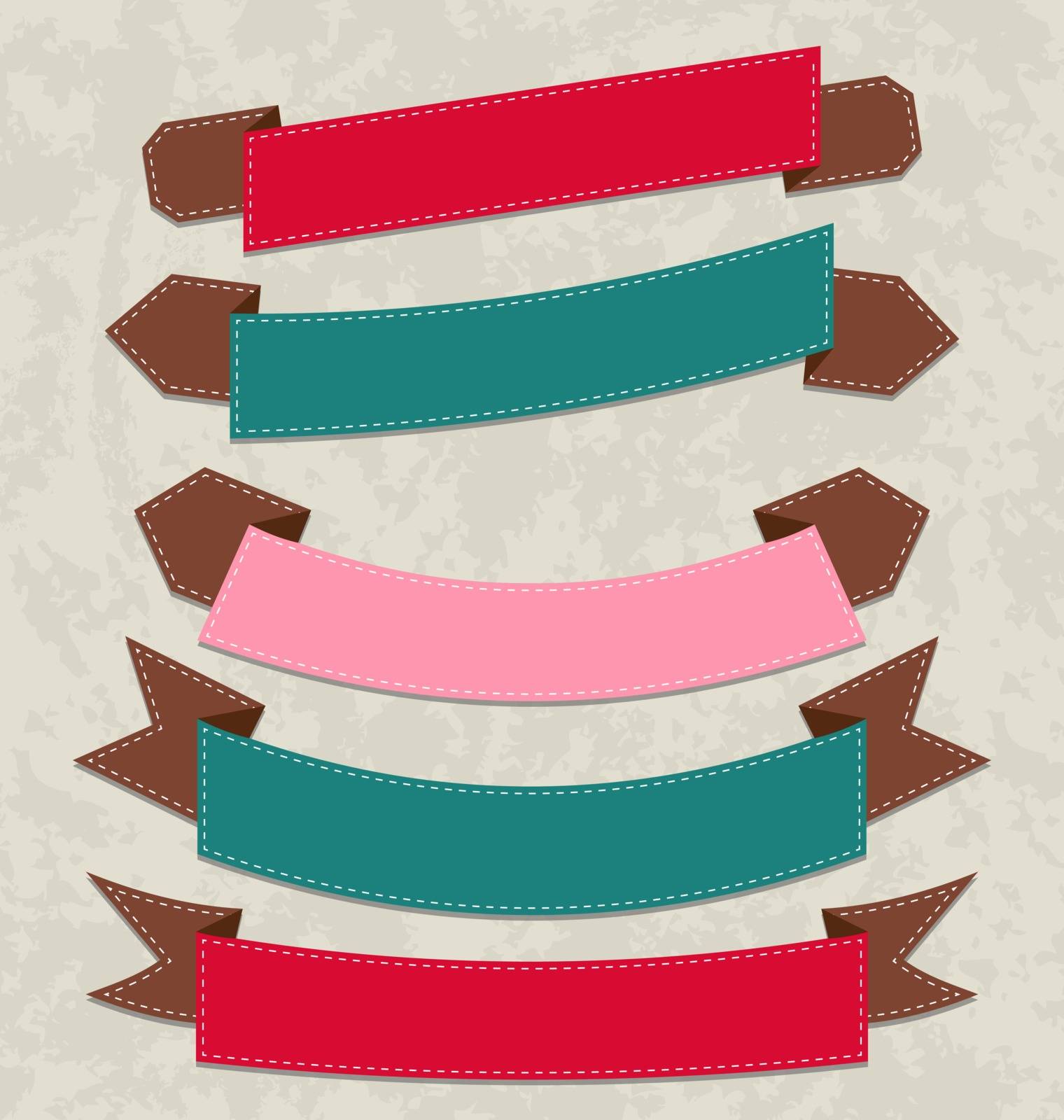 Illustration set colorful ribbons, various forms - vector