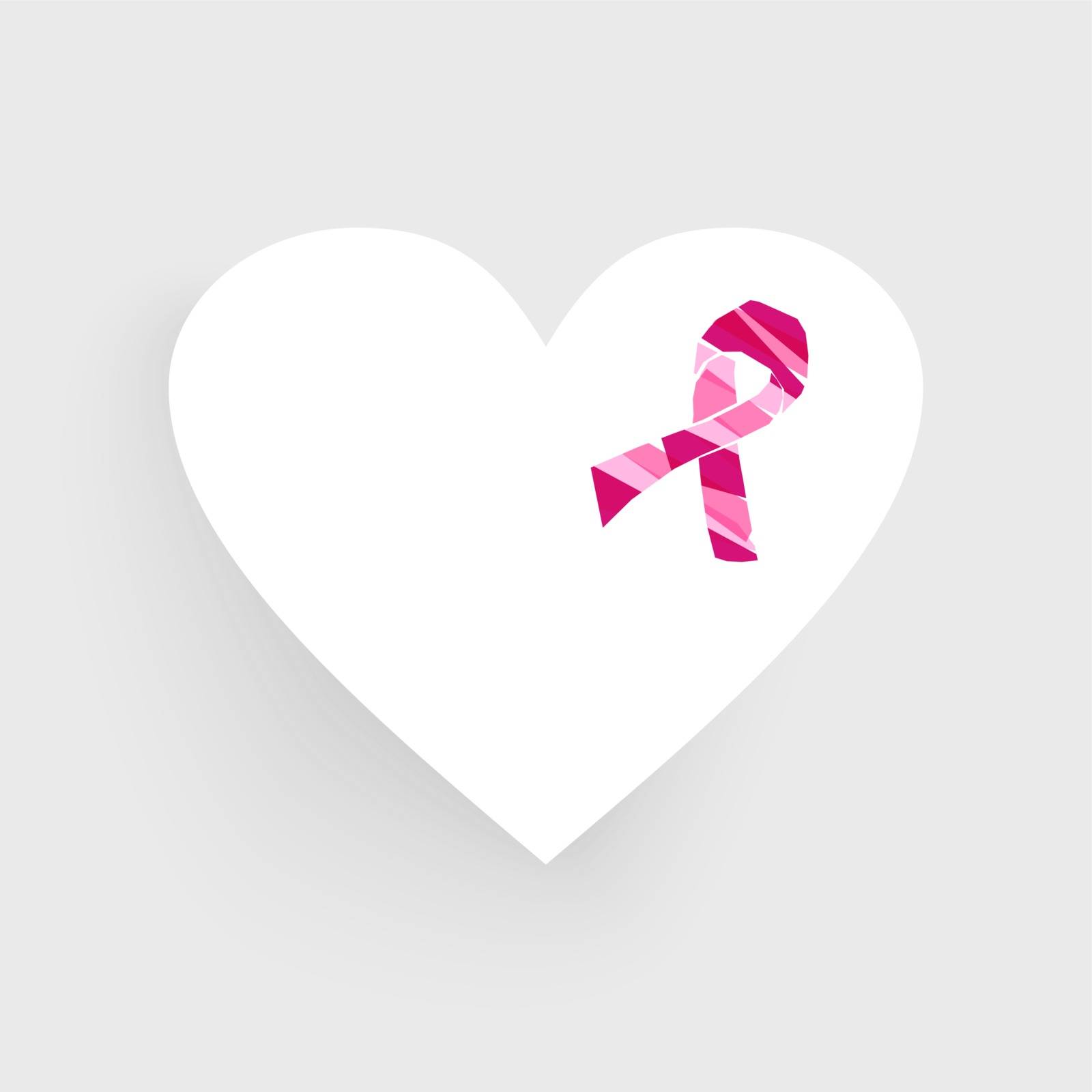 Breast cancer awareness ribbon symbol made with heart shape background. EPS10 vector file with transparency organized in layers for easy editing.