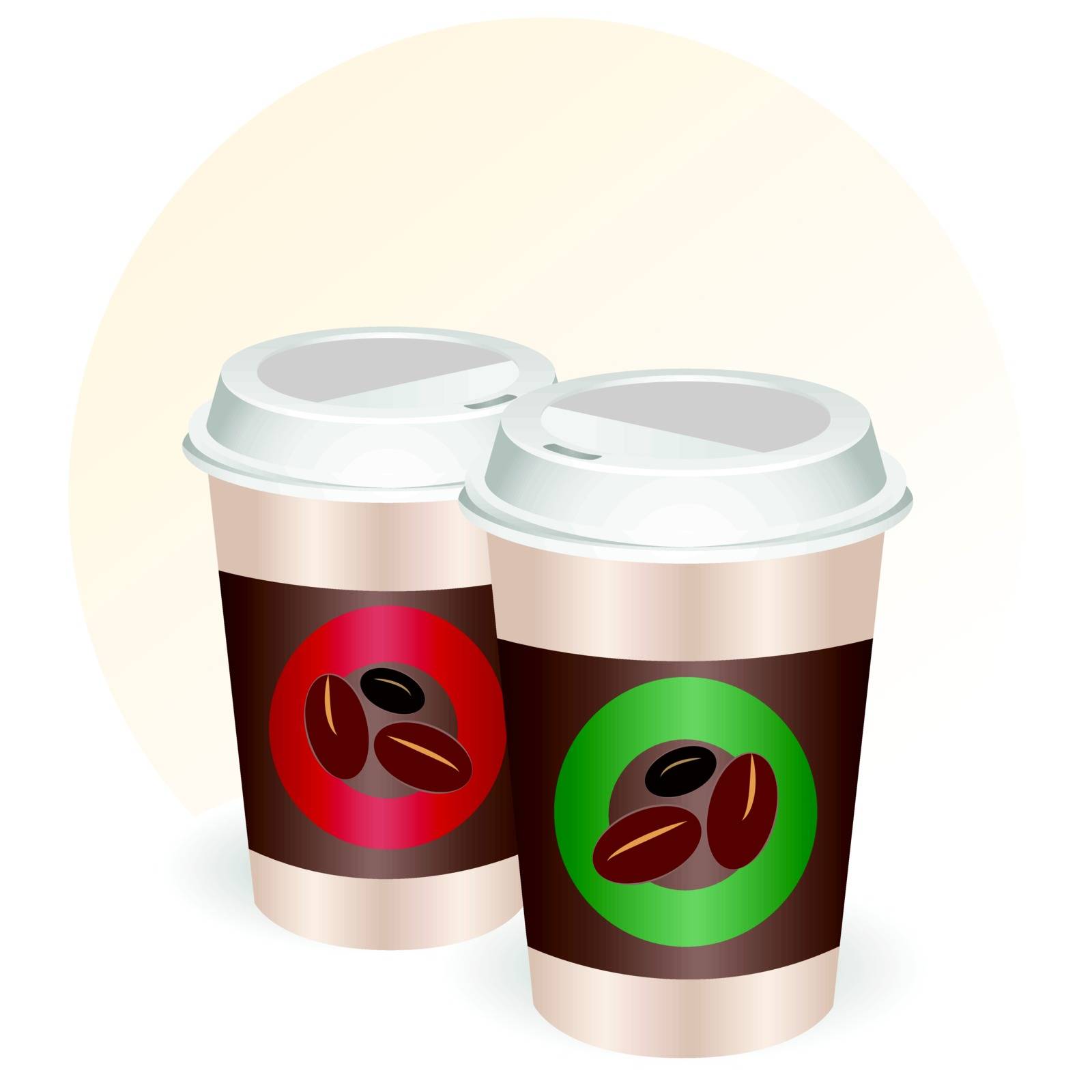 Vector illustration of a takeaway coffee cup with beans