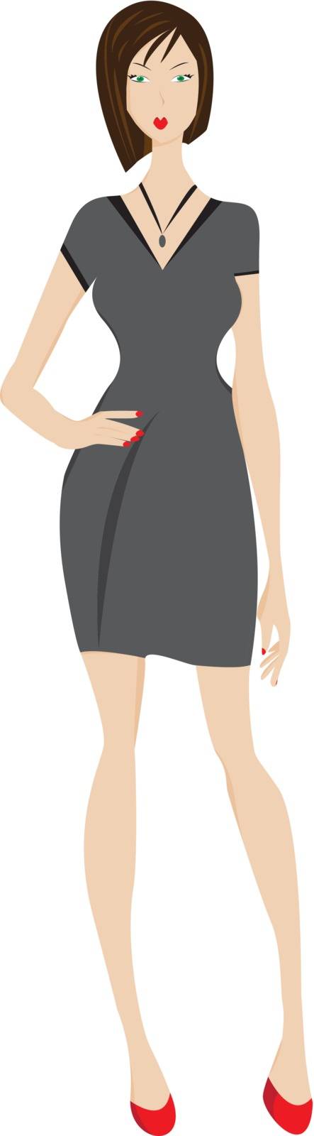 Vector illustration of young elegant woman