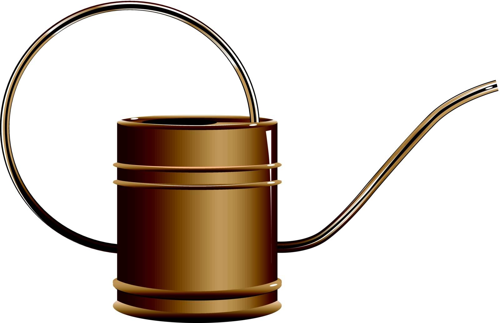 Copper watering can for watering on a personal plot. Vector illustration.