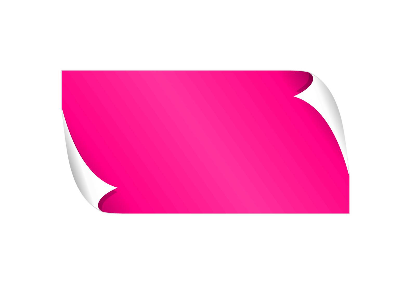 The pink rectangle label with bent corner