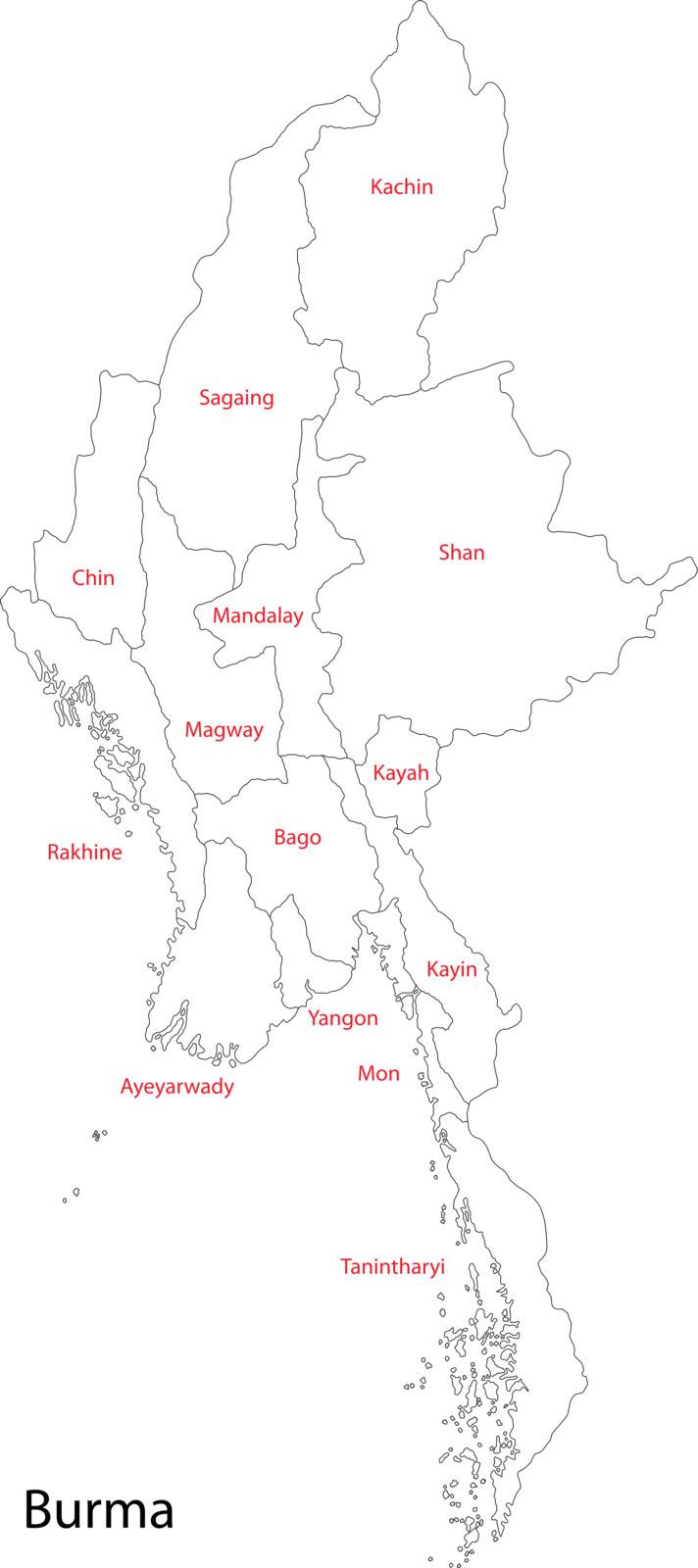 Map of administrative divisions of Burma