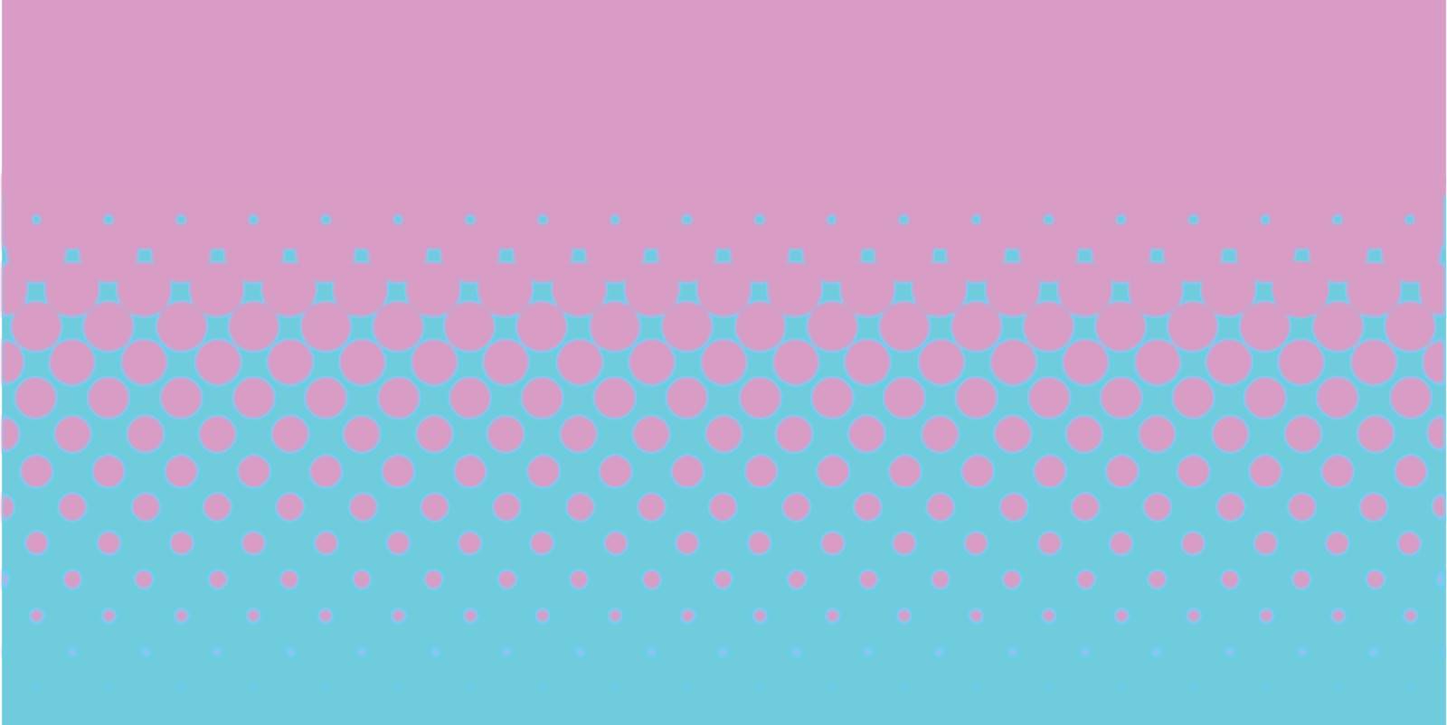 A half tone image with pinkdots set against a blue background.