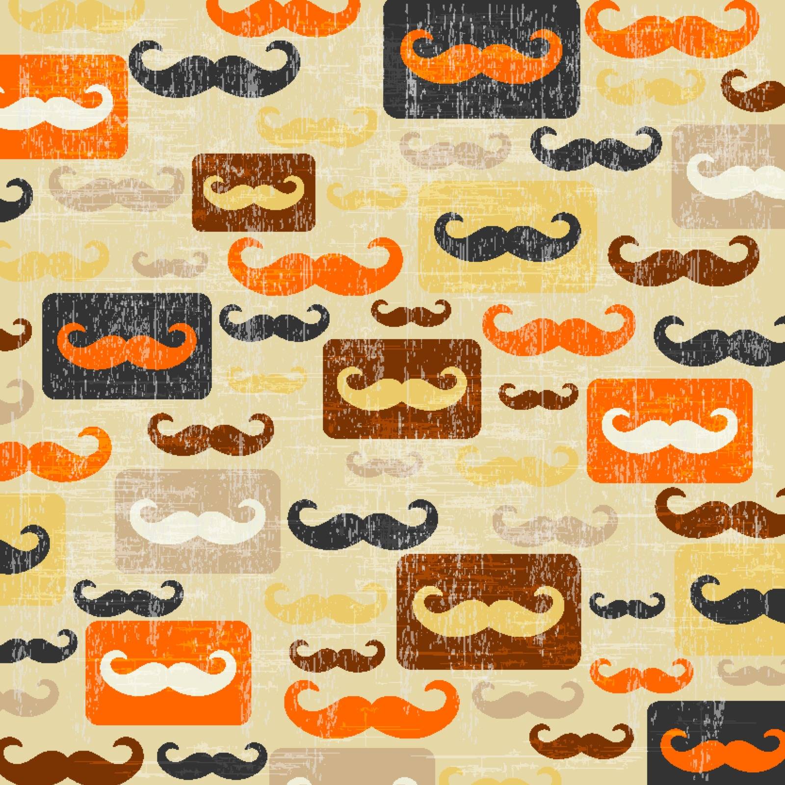 retro seamless pattern with mustache by balasoiu