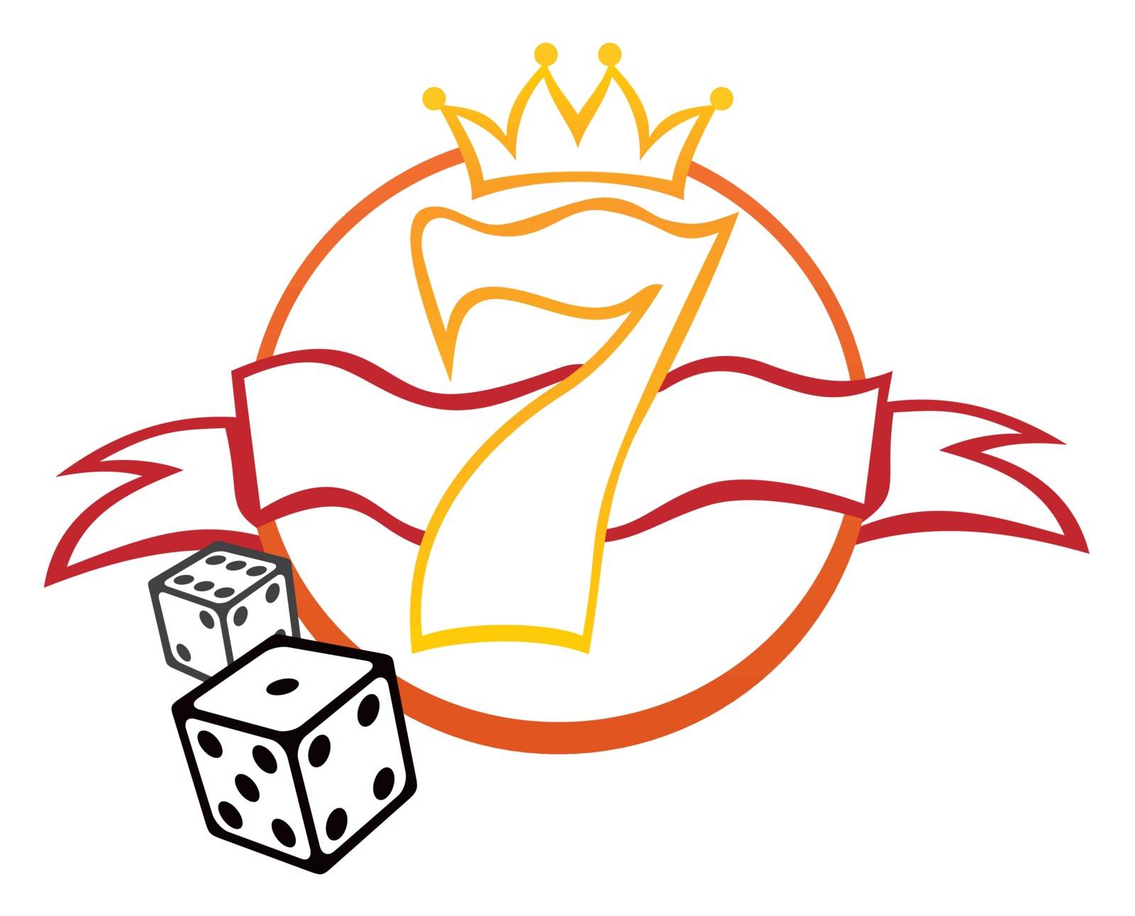 Lucky seven symbol with crown and dices