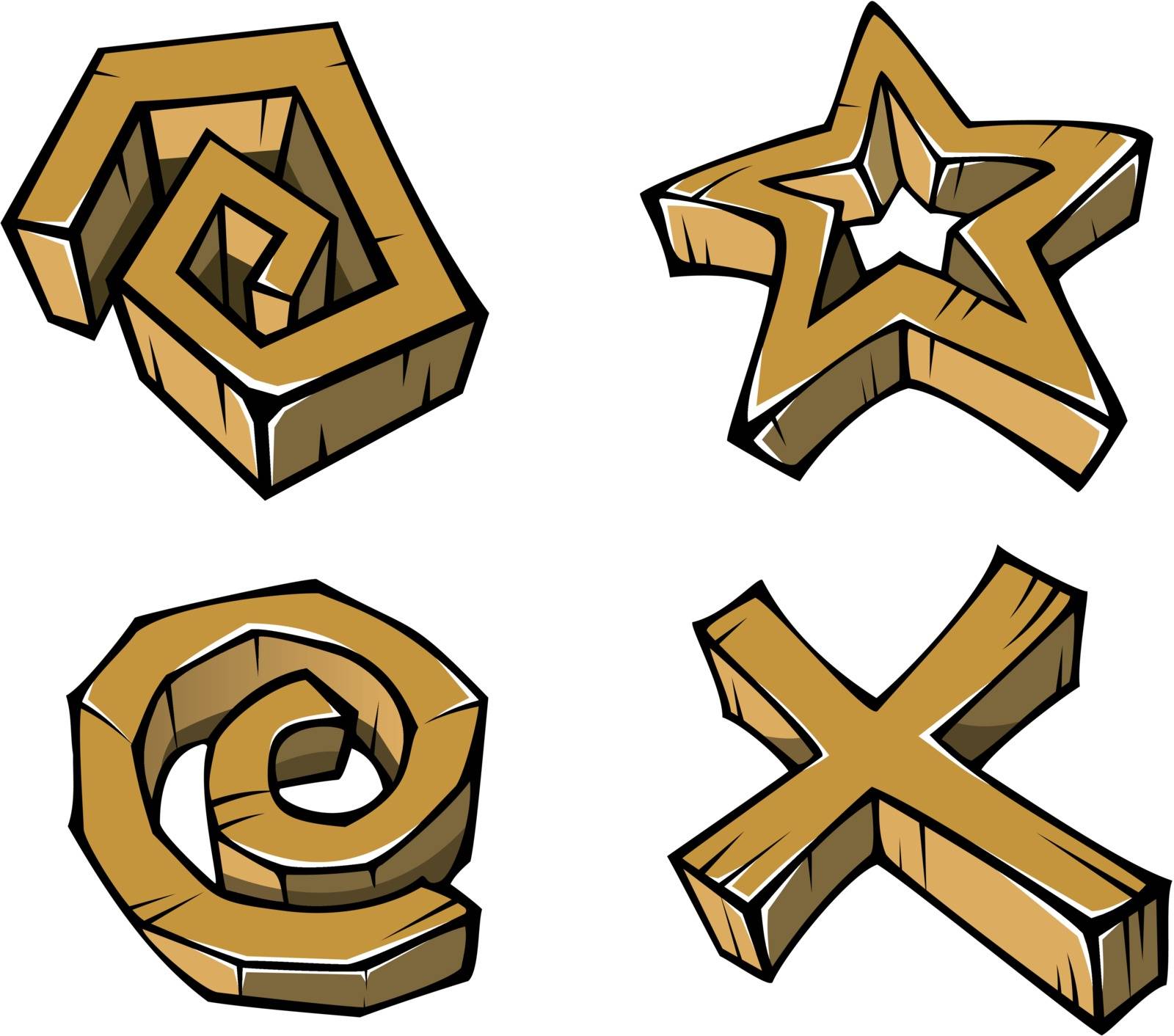 Set of geometrical figures made of stone, vector illustration
