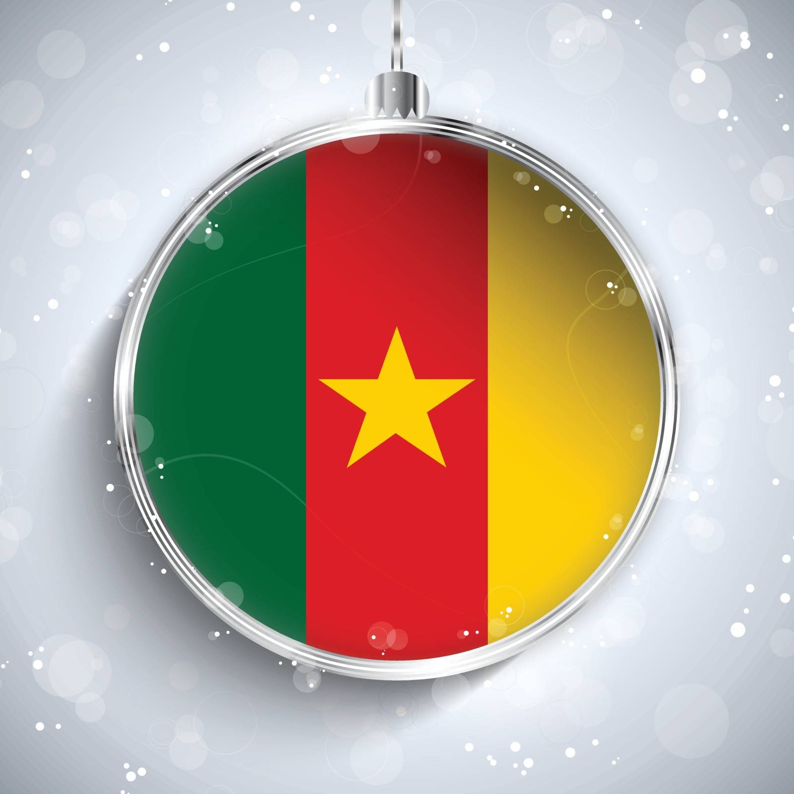 Vector - Merry Christmas Silver Ball with Flag Cameroon