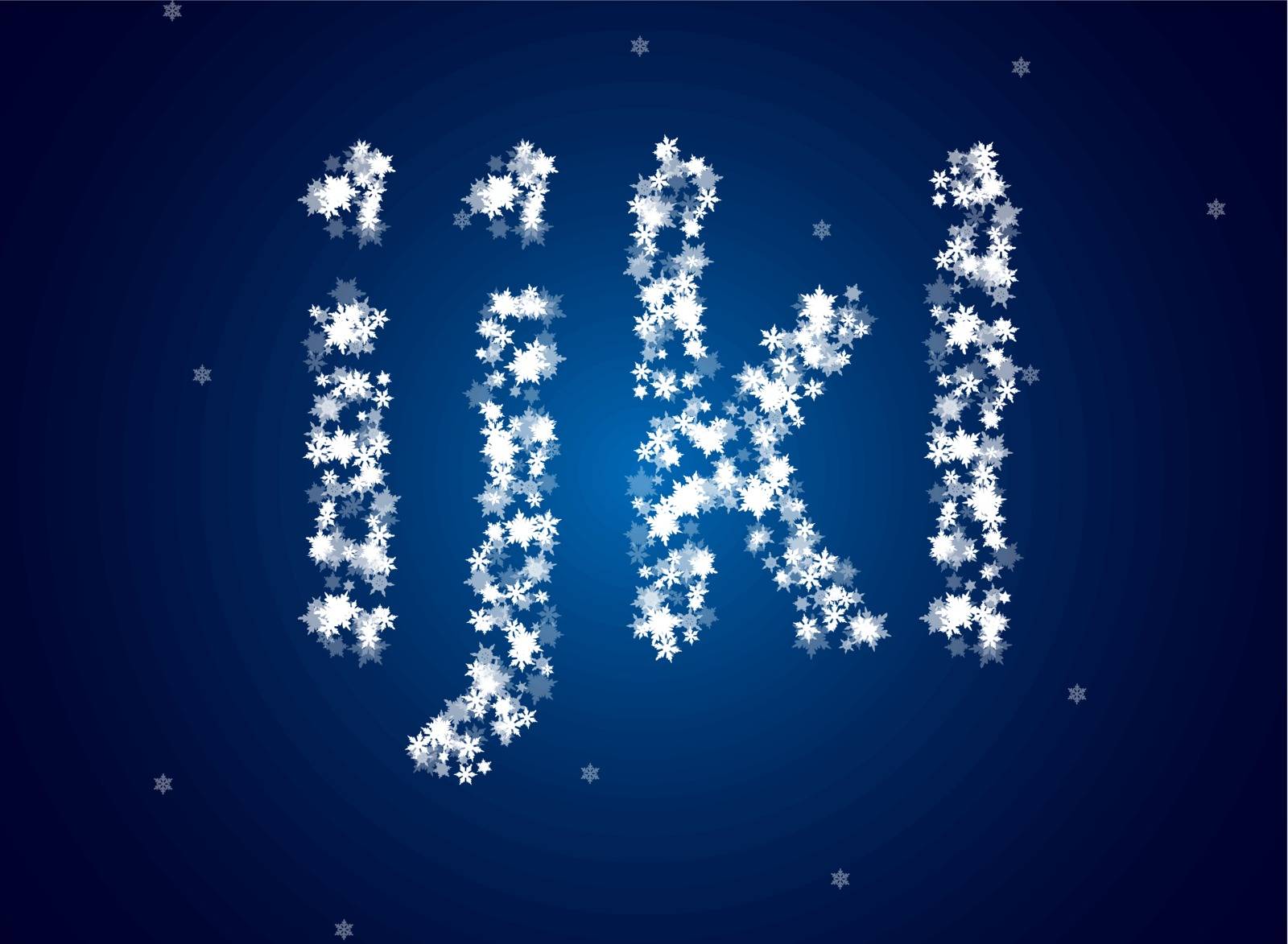 Snow letters over snow background