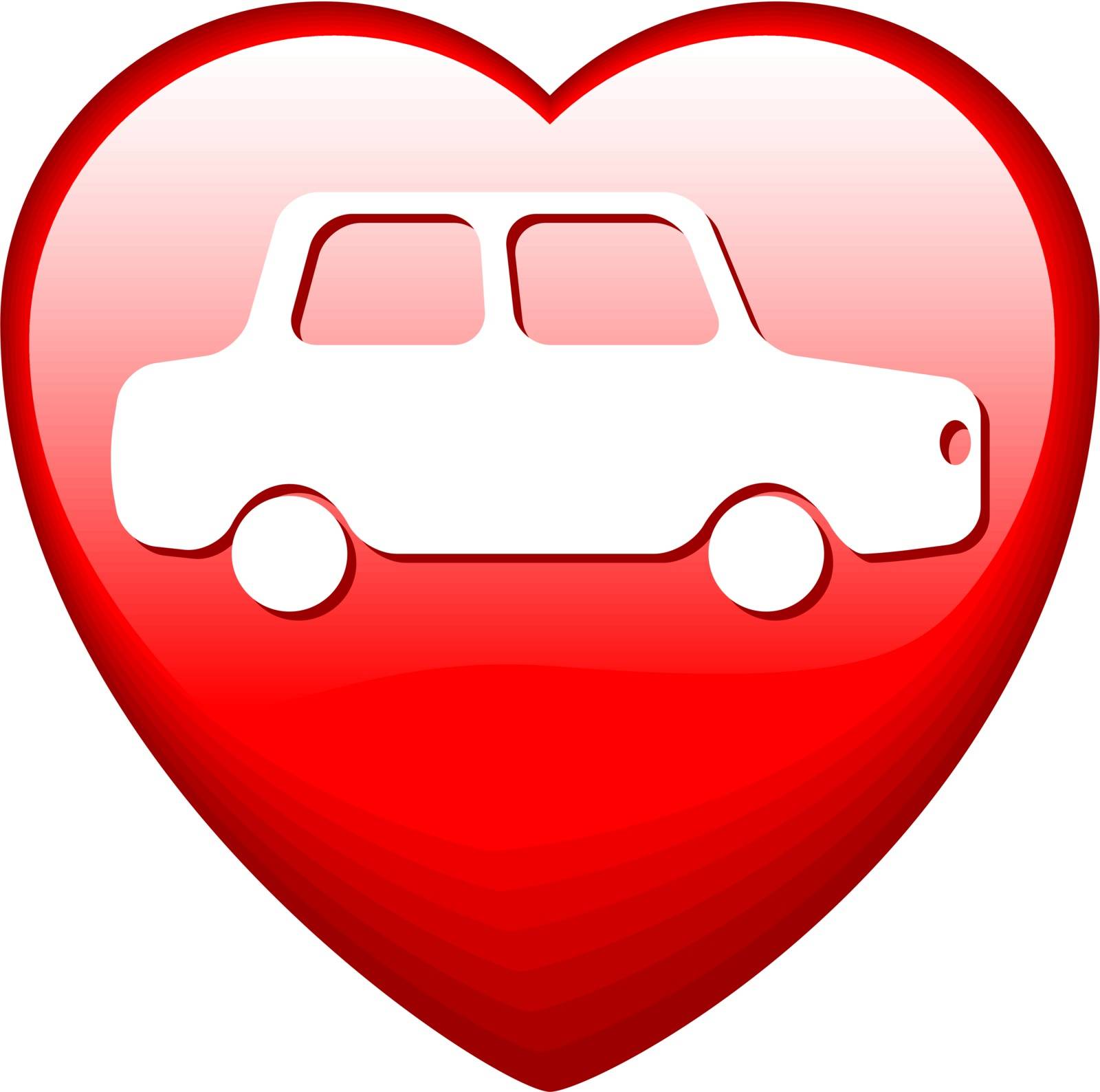 Red Heart Shape with white car inside