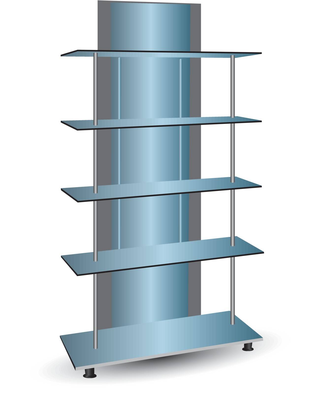 Mirror commercial shelving for cosmetics. Vector illustration.