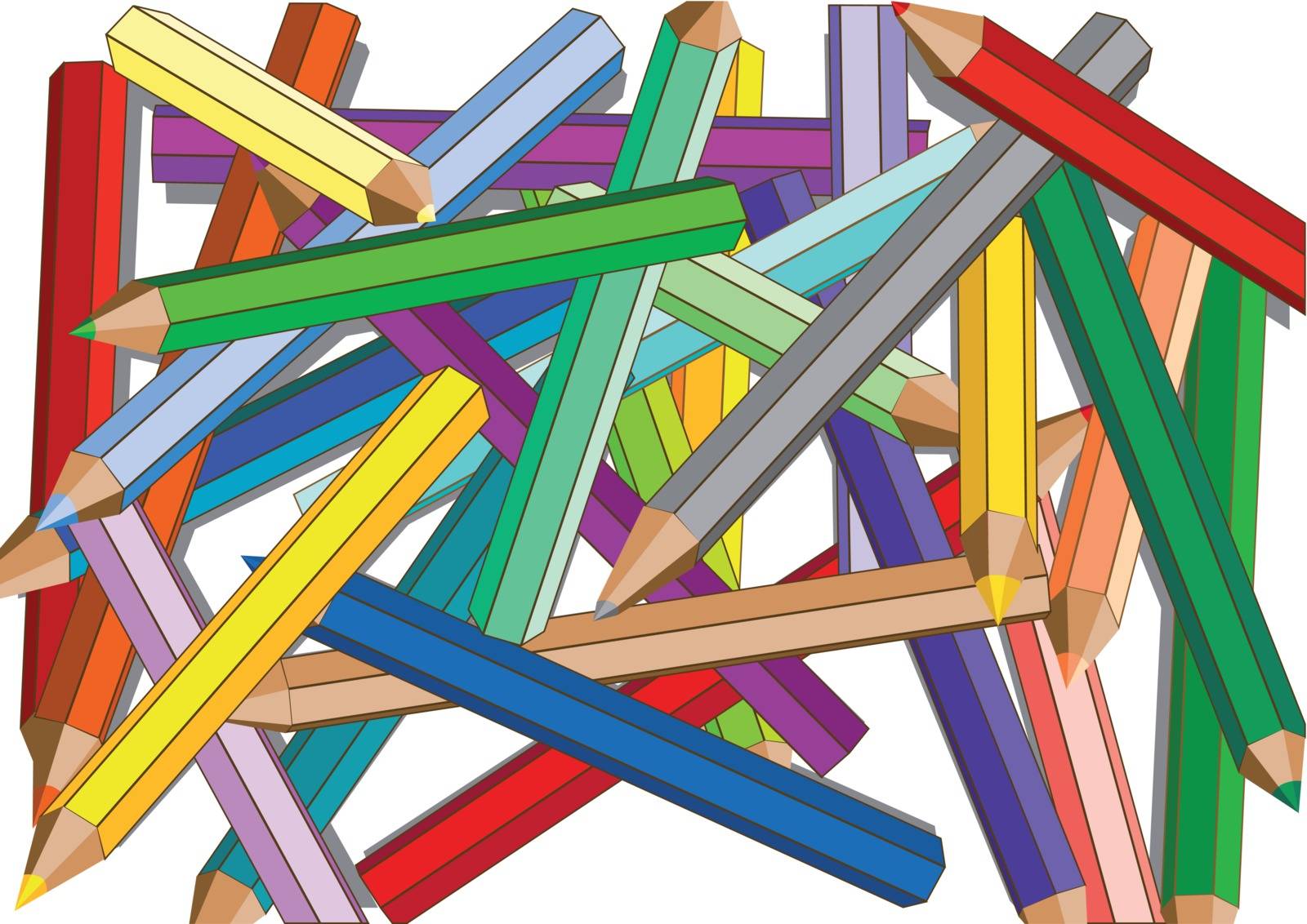 bunch of colored pencils. background in 10 EPS