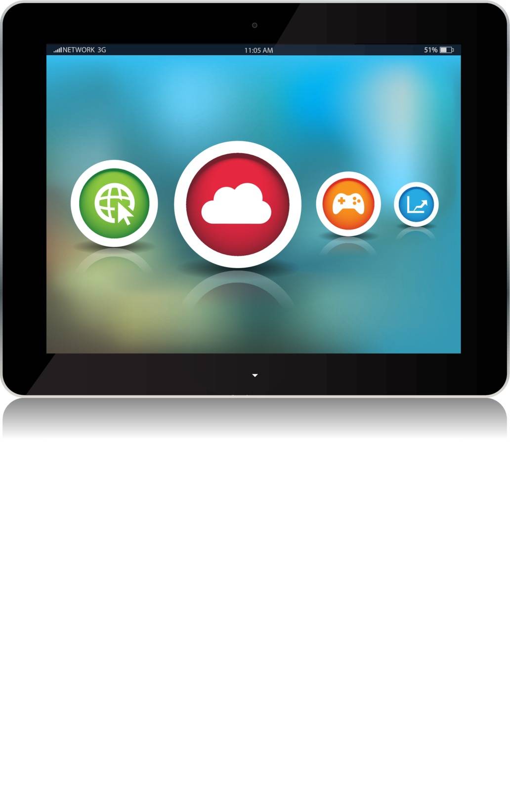 This image is a vector file representing a collection of Tablet App Icon on abstract background.
