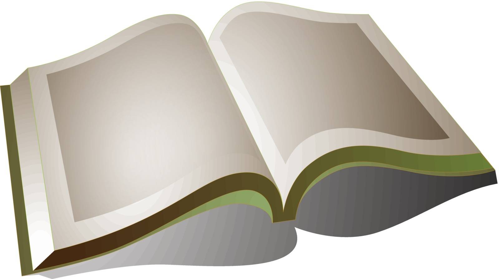 Open book with white pages. Illustration on white