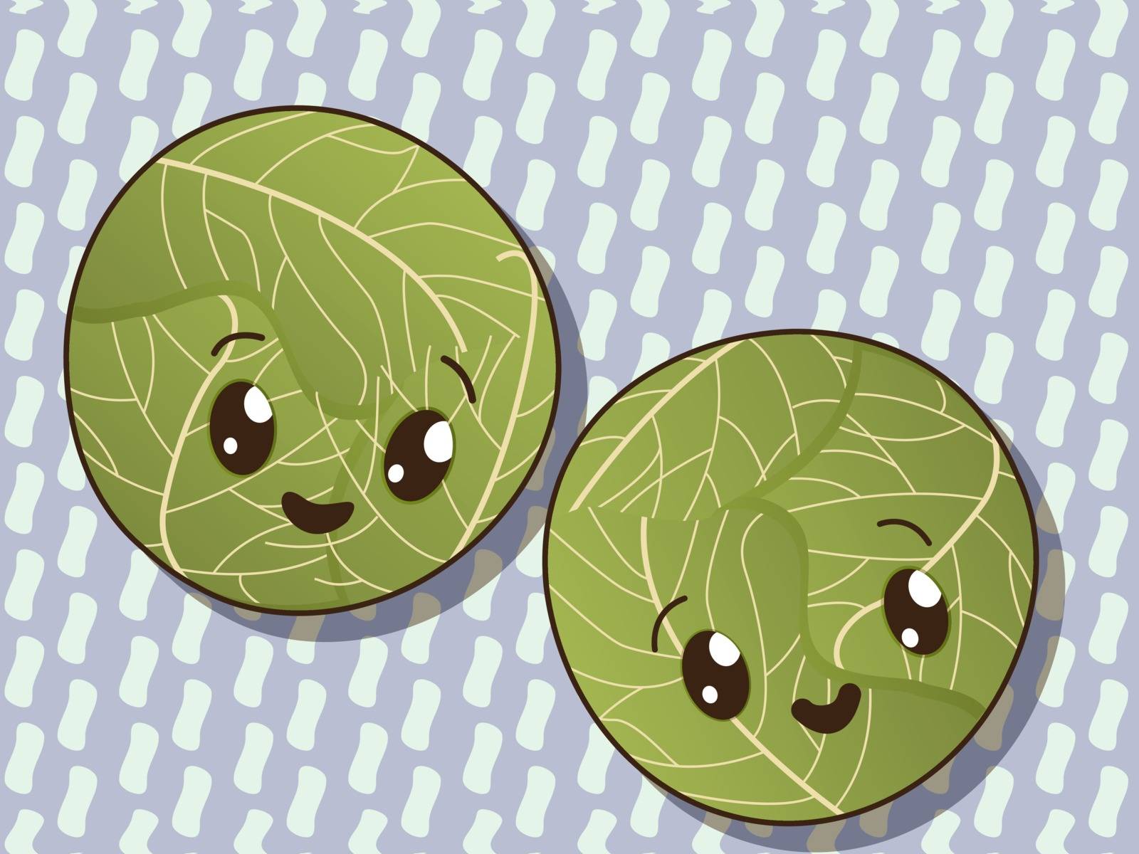 Kawaii style drawing cabbage icons