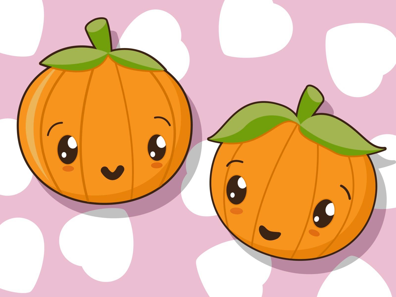 Kawaii pumpkin icons for Thanksgiving Day